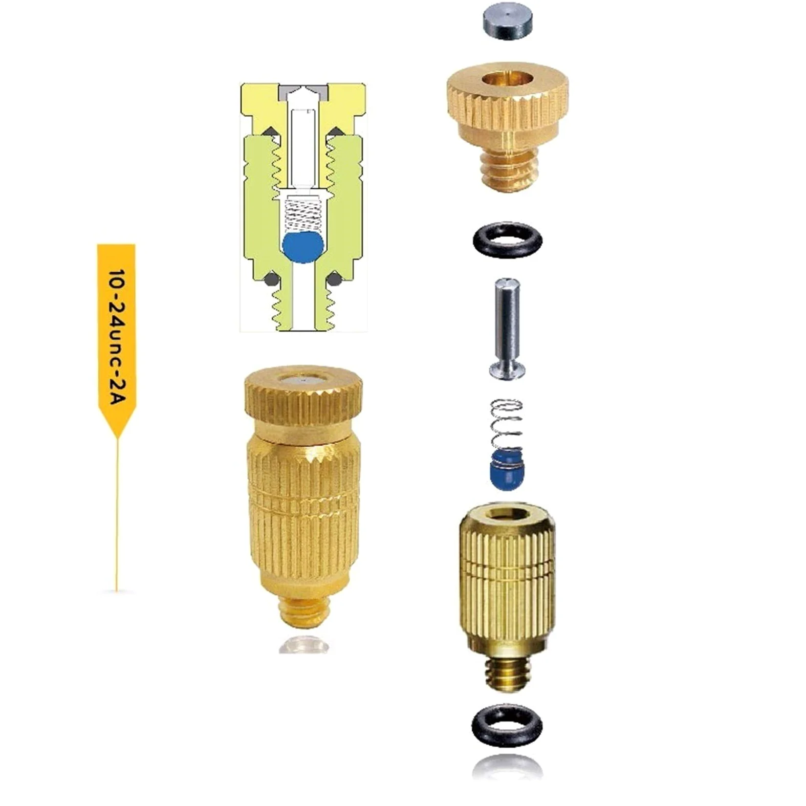 Kit de buse de brumisation haute pression 50 pièces, buses brumisatrices en laiton pour système de refroidissement de jardin, têtes de pulvérisation filetées anti-goutte de 3/16"