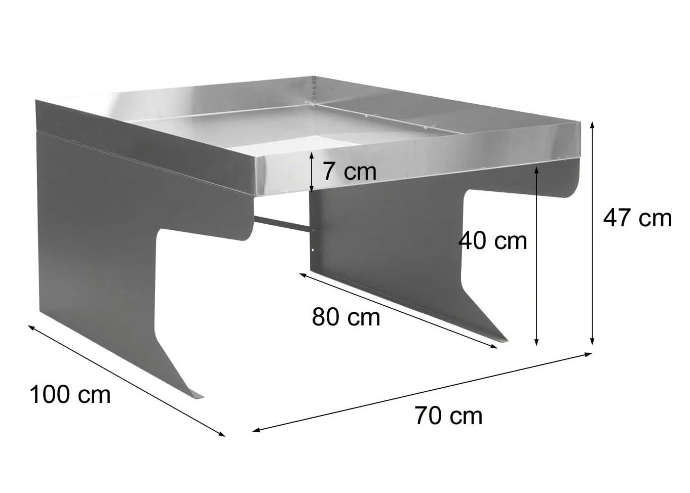 Garage XL pour Tondeuse-Robot avec bac à Plantes HWC-G60 métal 47x70x100cm INOX