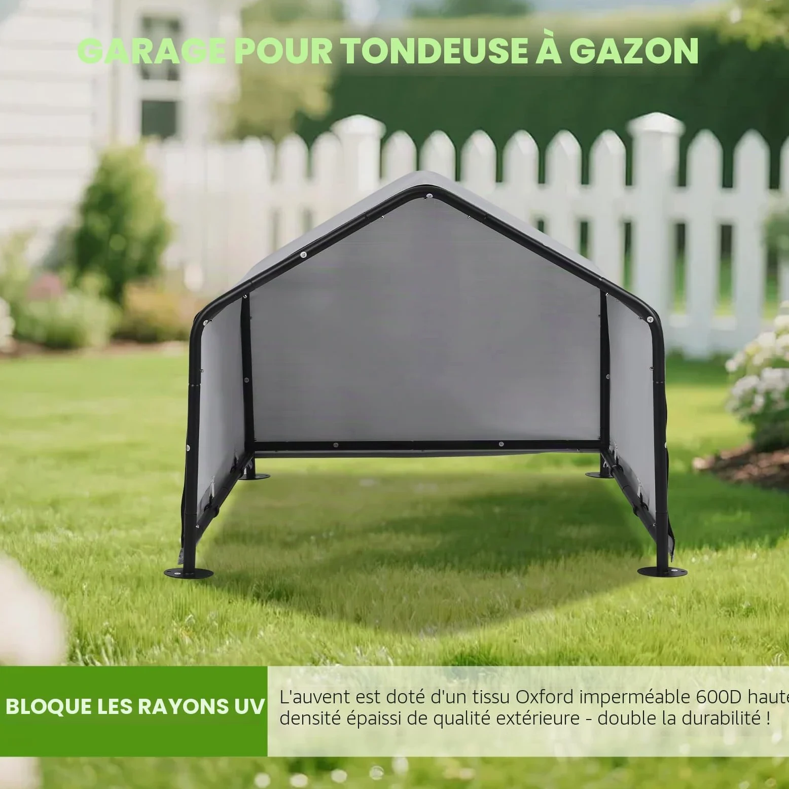 Garage pour robot tondeuse, tondeuse à gazon, auvent avec protection UV et résistant aux intempéries, garage, chambre pour animaux de compagnie, 78 × 74 × 63 cm