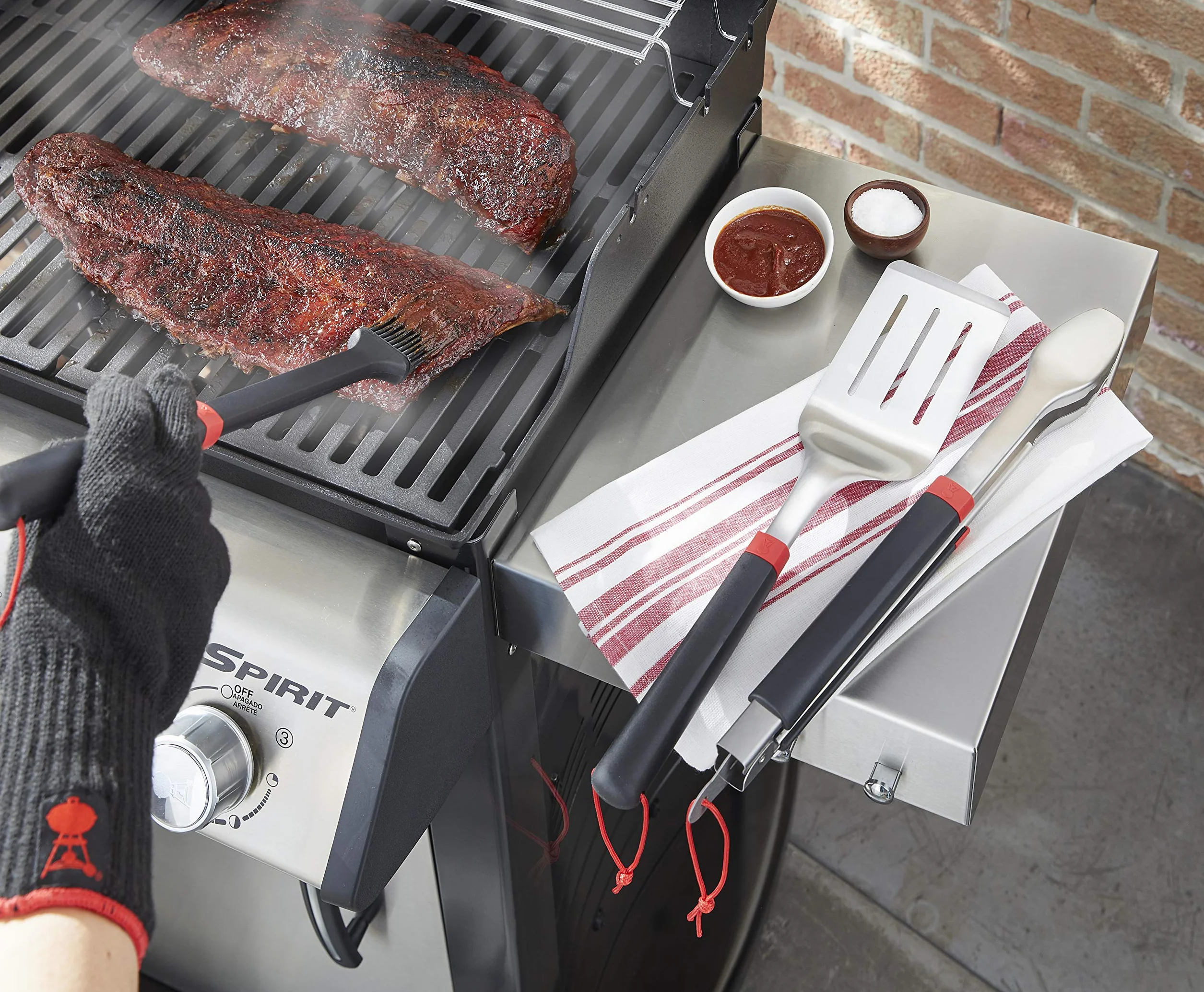 Weber Set d'ustensiles de Barbecue 2 pièces Pince et Spatule Poignée Ergonomique Compatible Lave-Vaisselle