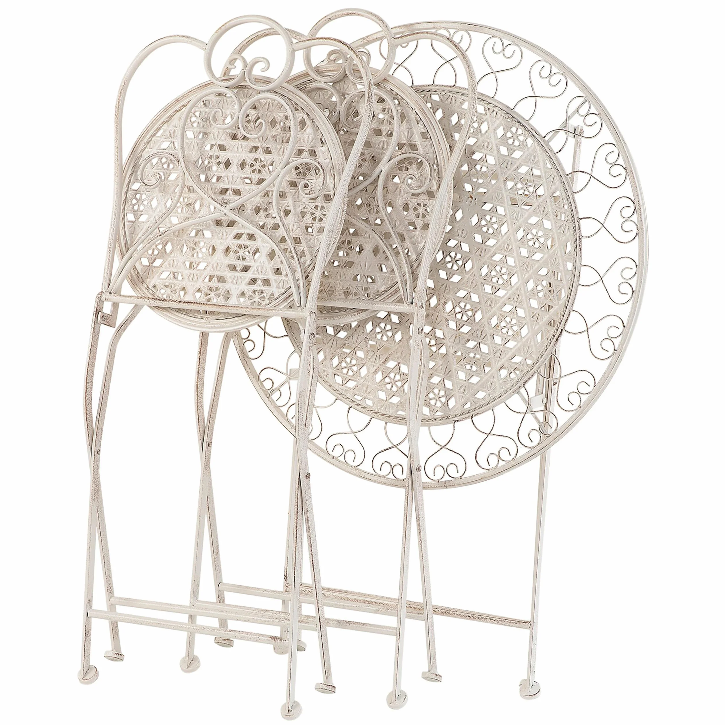 Beliani Ensemble de Jardin 2 Chaises Pliantes Table Assortie Métal Beige