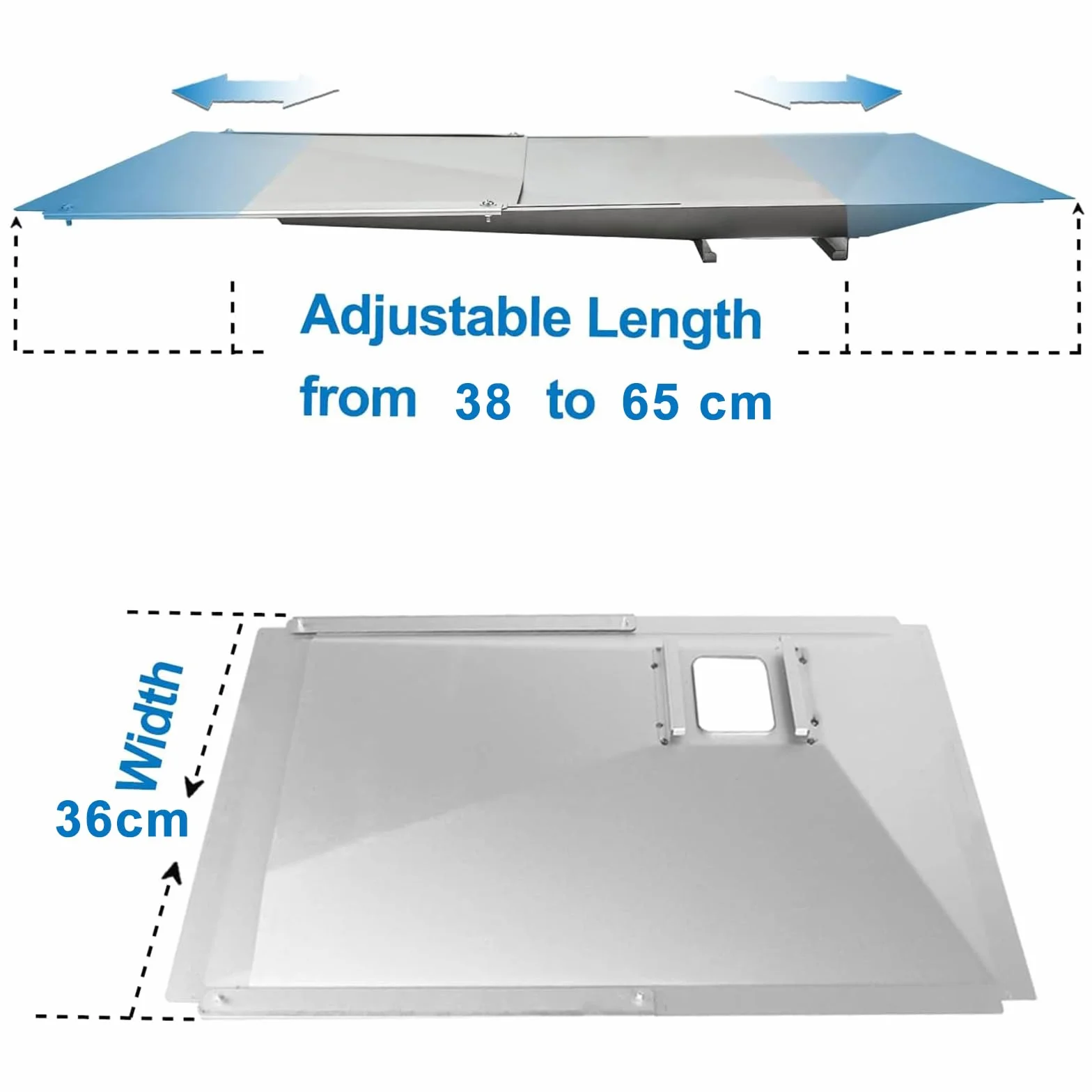 Denmay Bac à graisse universel avec égouttoir réglable pour barbecue à gaz 2-4 brûleurs 38-65 cm x 36