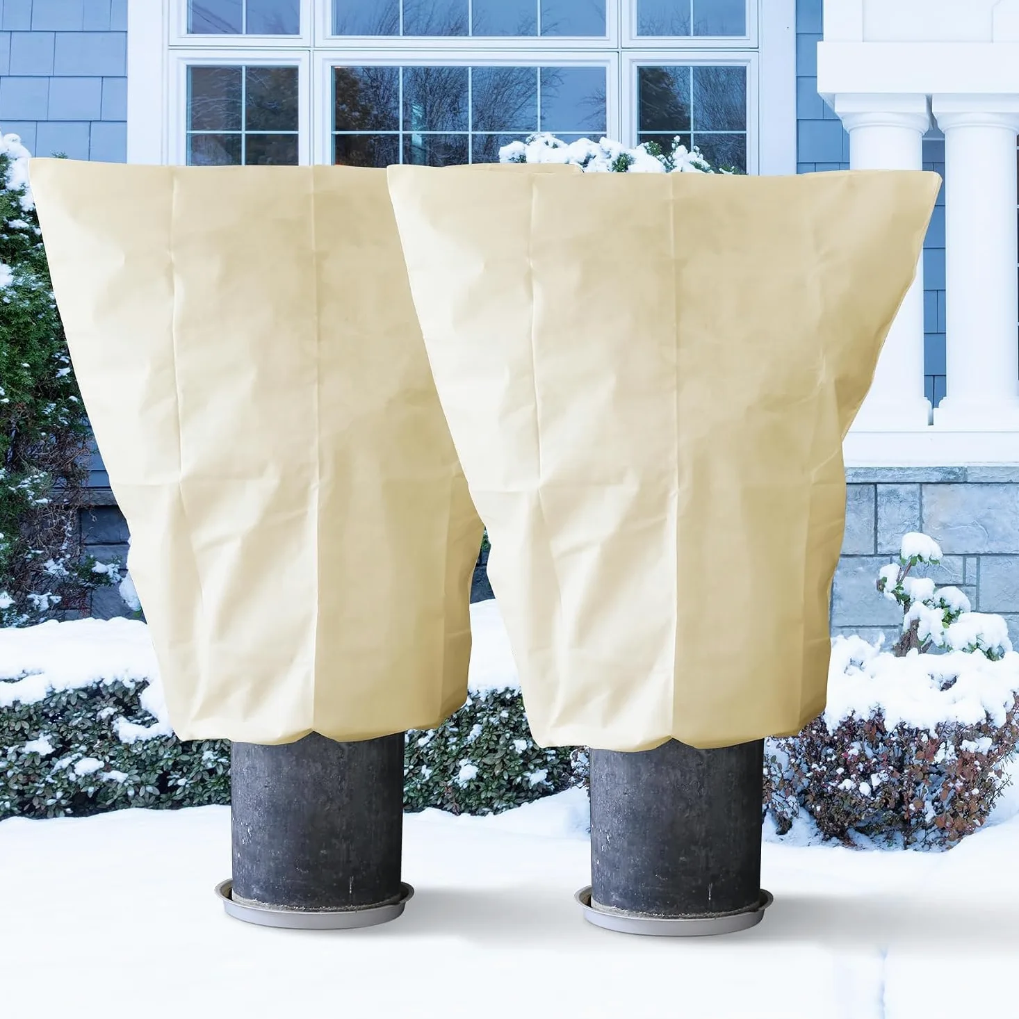 Voile d'hivernage Housses Protection 2 Pack 80cmx120cm Beige | 70g/m², Avec Fermeture éclair, Pour Plantes Palmiers en Pot d'olivier, Résistant aux Déchirures UV Stable, Réutilisable