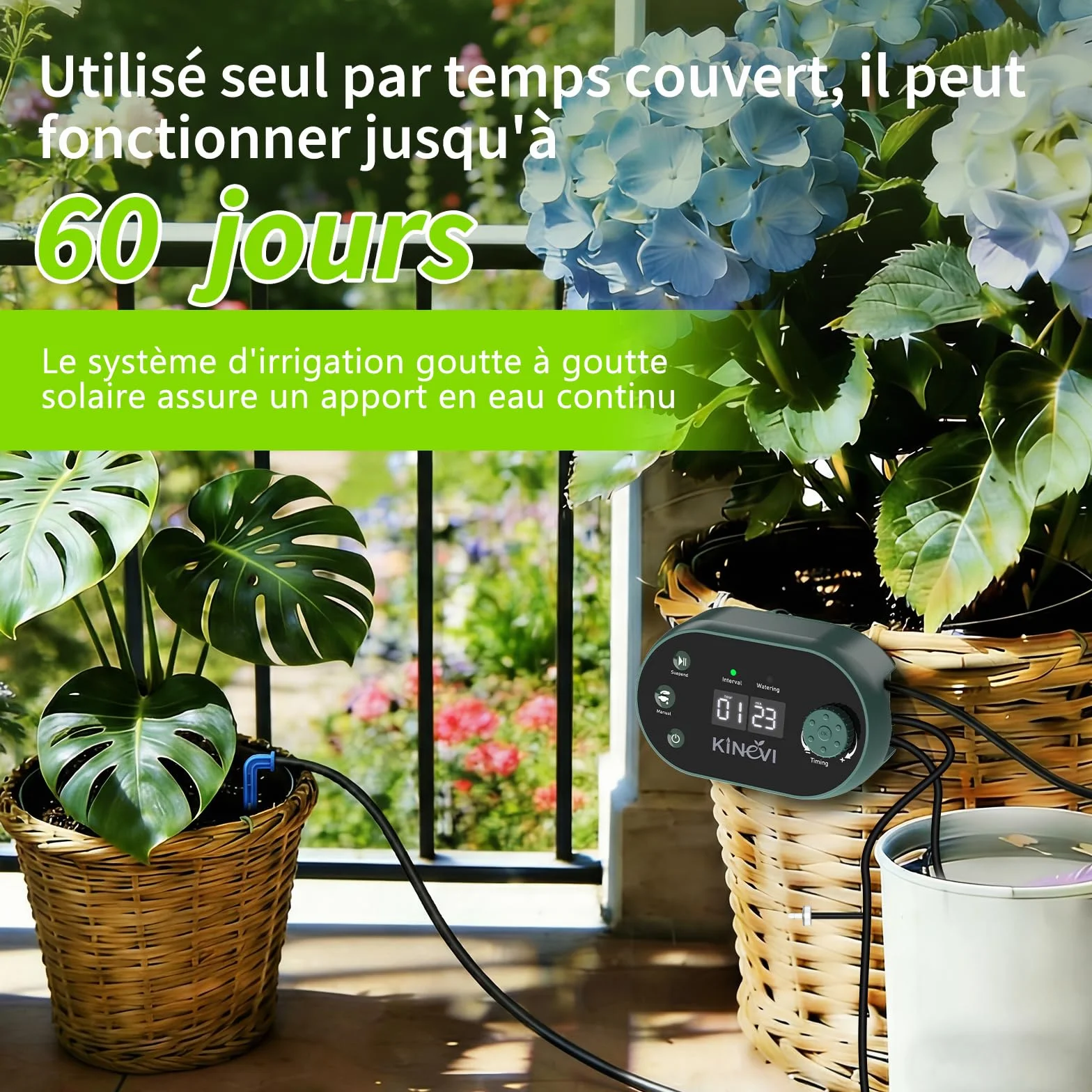 Kit Arrosage Automatique Solaire Jardin Ysteme Irrigation Goutte à Goutte 15 Plantes Balcon Extérieur