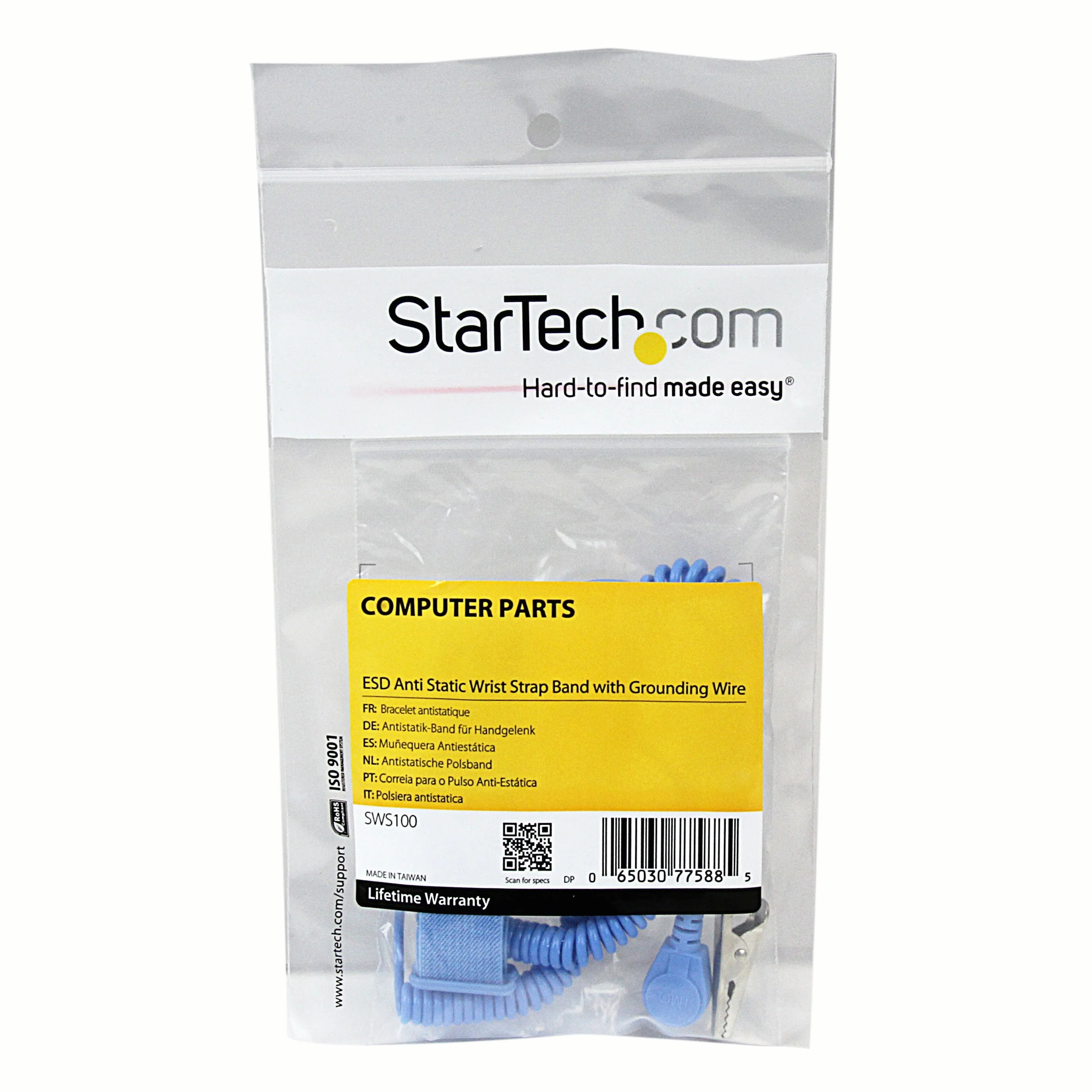 Bracelet anti-statique StarTech.com ESD avec câble de mise à la terre et protection contre les surtensions SWS100