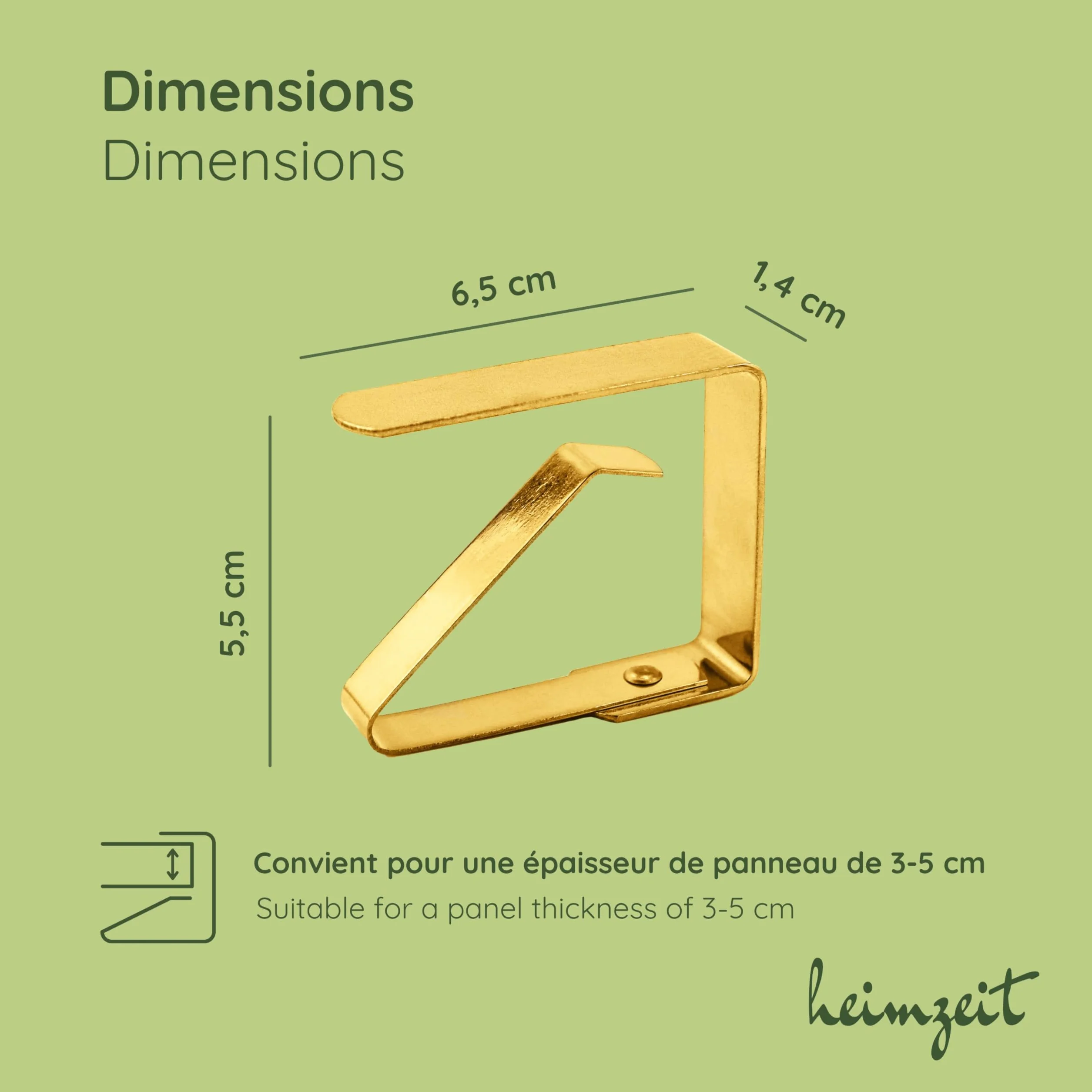 Pinces à Nappe en Acier Inoxydable 6 Pièces 6,5 cm Or pour Tables 3-5 cm