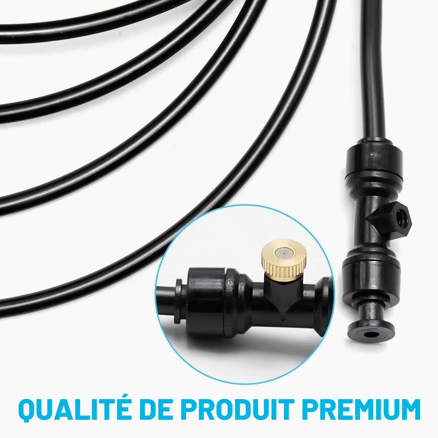 Brumisateur Terrasse Extérieur, Système de Refroidissement par Brumisation, Système d'irrigation Jardin Kit avec Buse et Adaptateur en Laiton, pour Jardin, Patio, Pelouse (18m)