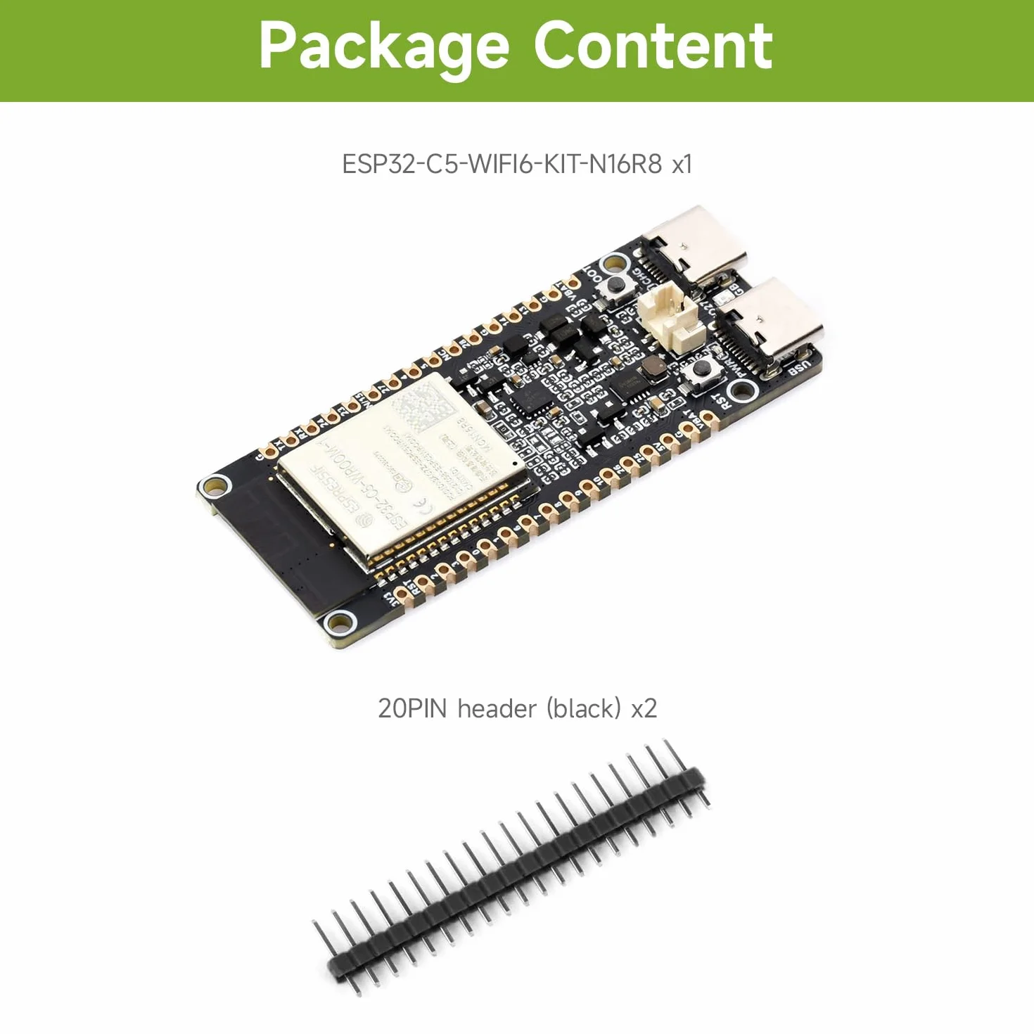 Waveshare ESP32-C5 Dual-Band Wi-Fi 6 Development Board 16MB Flash 8MB PSRAM 240MHz RISC-V Processor ESP32-C5-WROOM-1 Module
