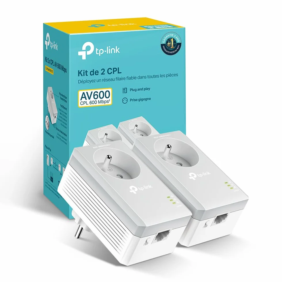 TP-Link TL-PA4015P KIT(FR) Prise CPL 600Mbps Homeplug AV2 Powerline Ethernet OneMesh