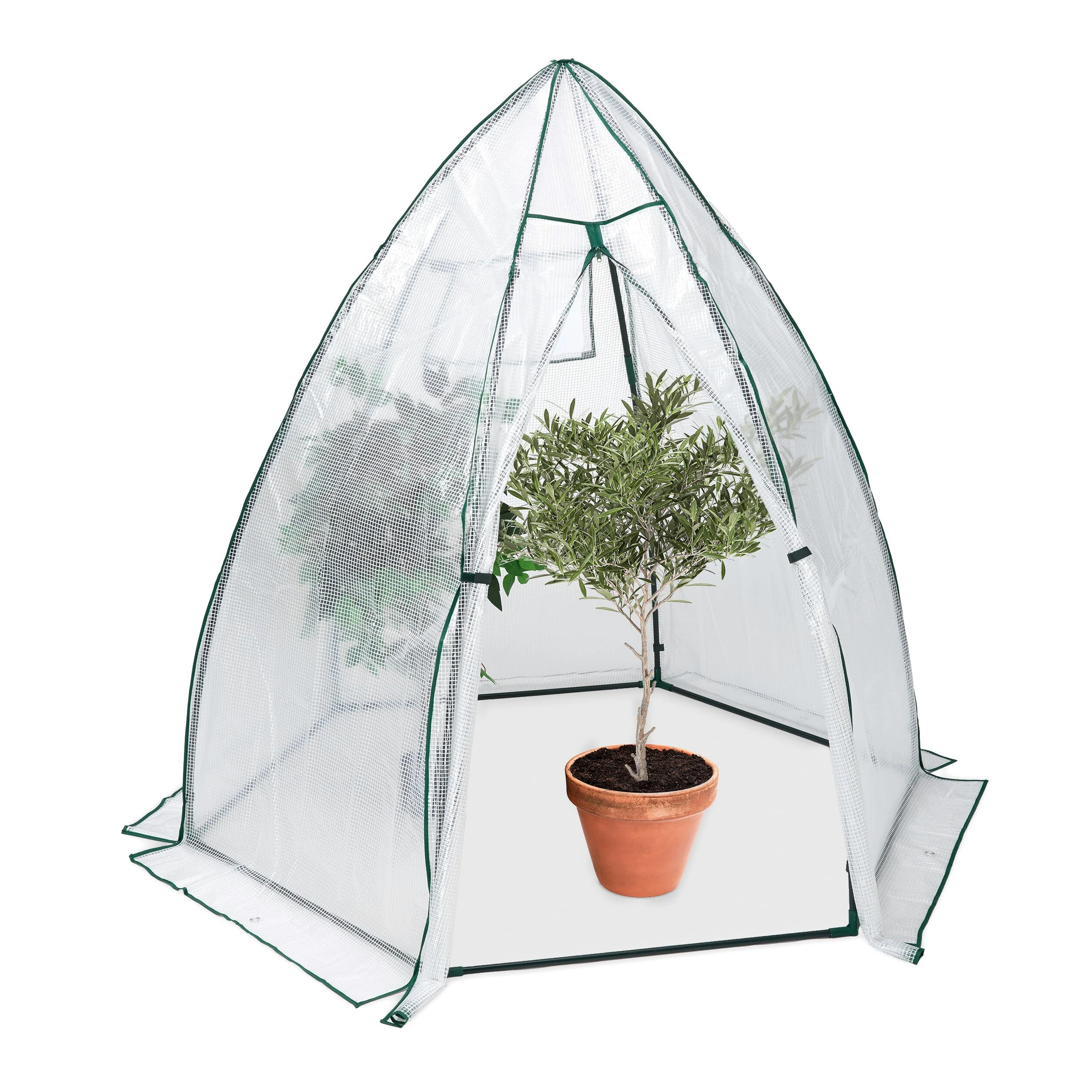 Relaxdays Serre d'hivernage, HLP : 185x180x160 cm, Protection hivernale pour Plantes, avec Porte et fenêtre, Transparent