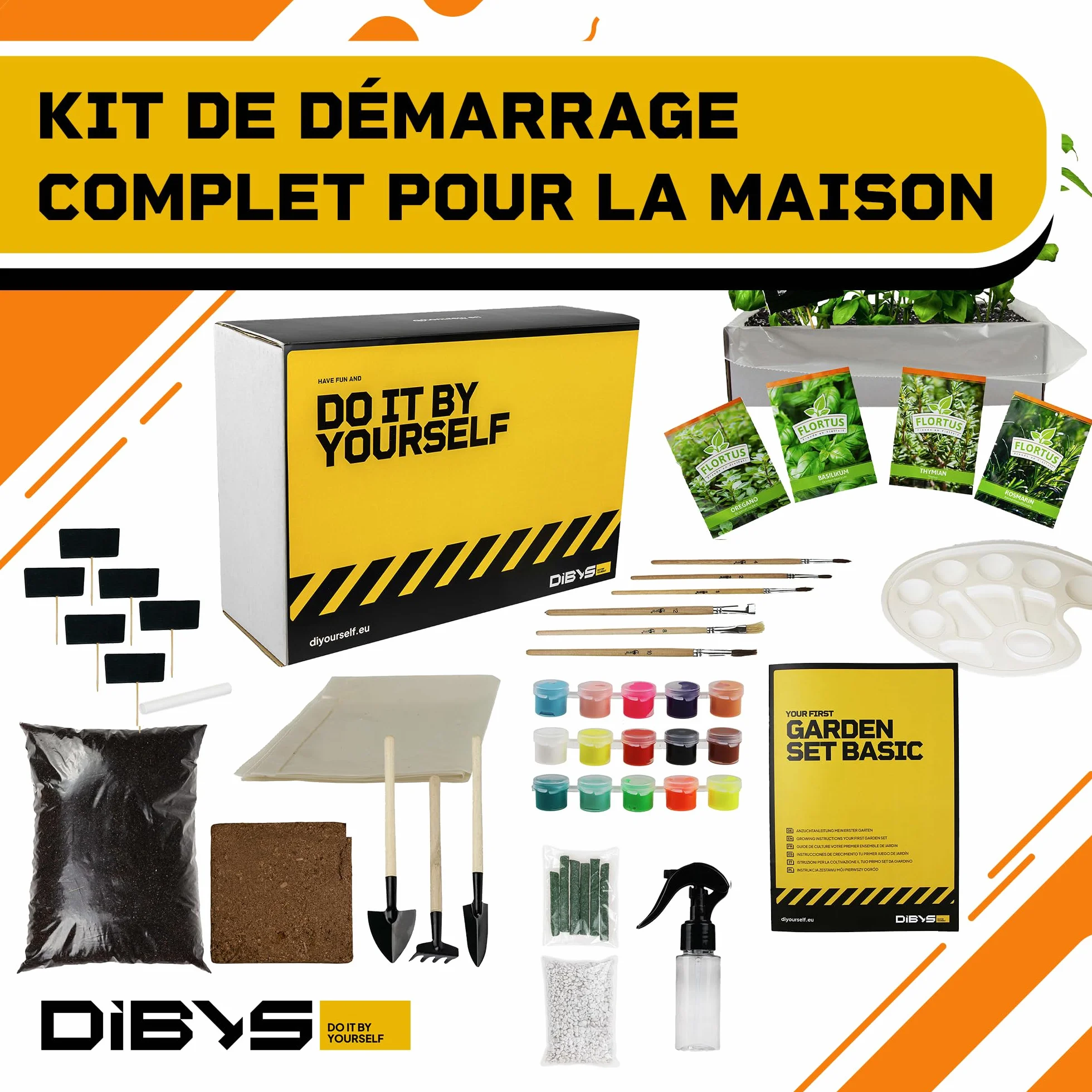 Kit de Jardinage pour Enfant Herbes Aromatiques avec Graines Outils en Bois Terre Set Plantation Thym Basilic Origan Romarin