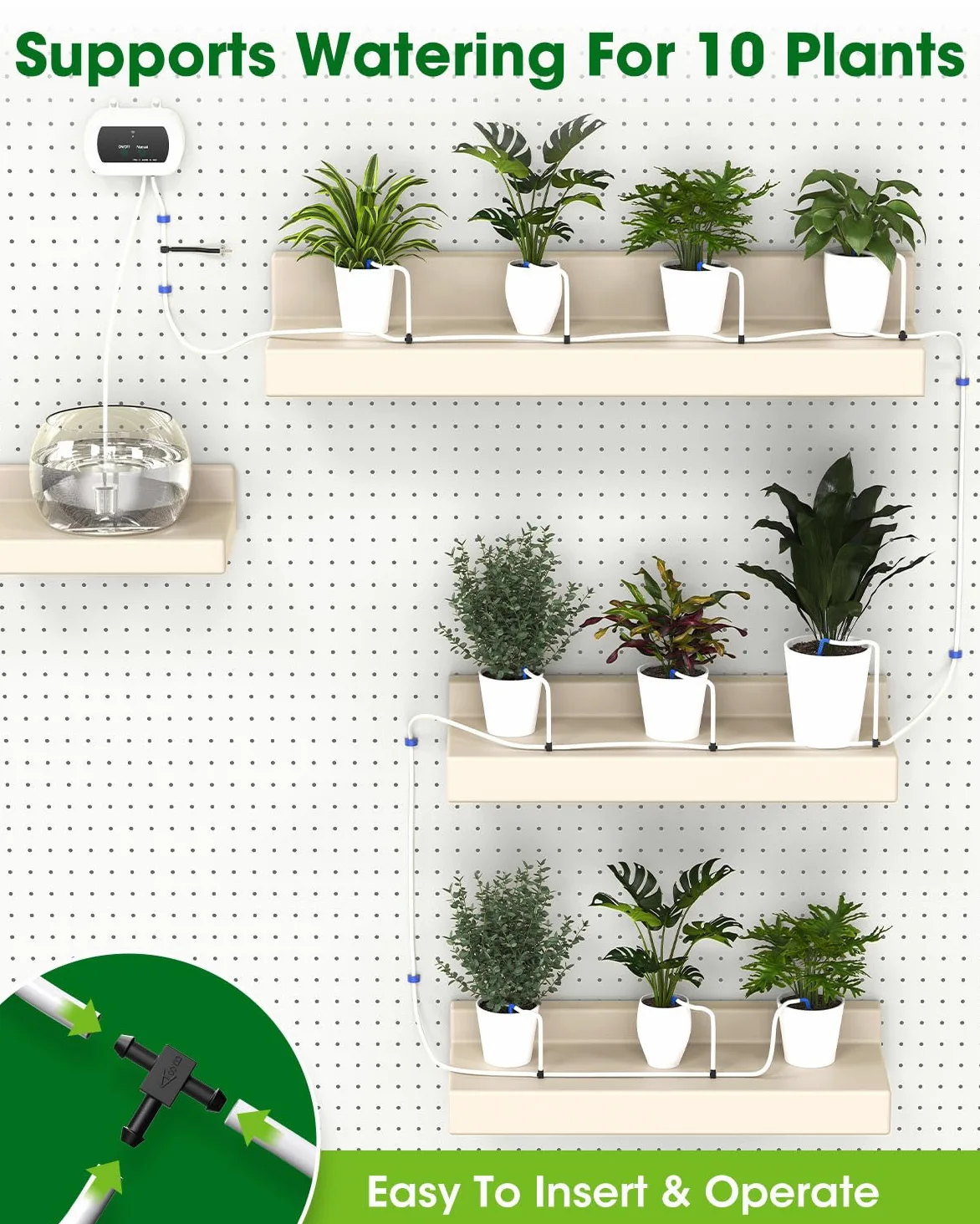 Système d'irrigation automatique WiFi, système d'irrigation contrôlé par application, système d'arrosage intelligent de balcon pour l'intérieur et l'extérieur, système d'irrigation de jardin | Système d'arrosage Wi-Fi pour 10 plantes en pot pour balcon, i