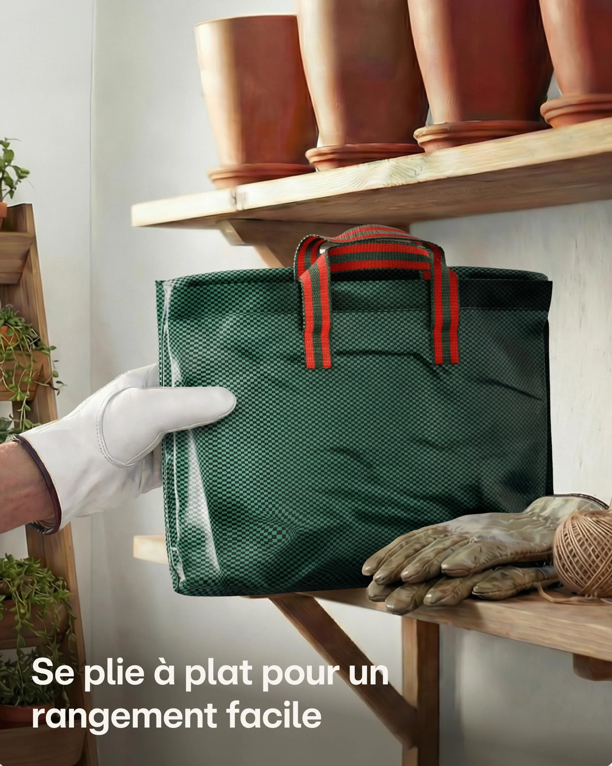 Sac Jardin Déchets Verts 500L avec Couvercle - Sac Jardinage Réutilisable 4 Poignées - Pliable