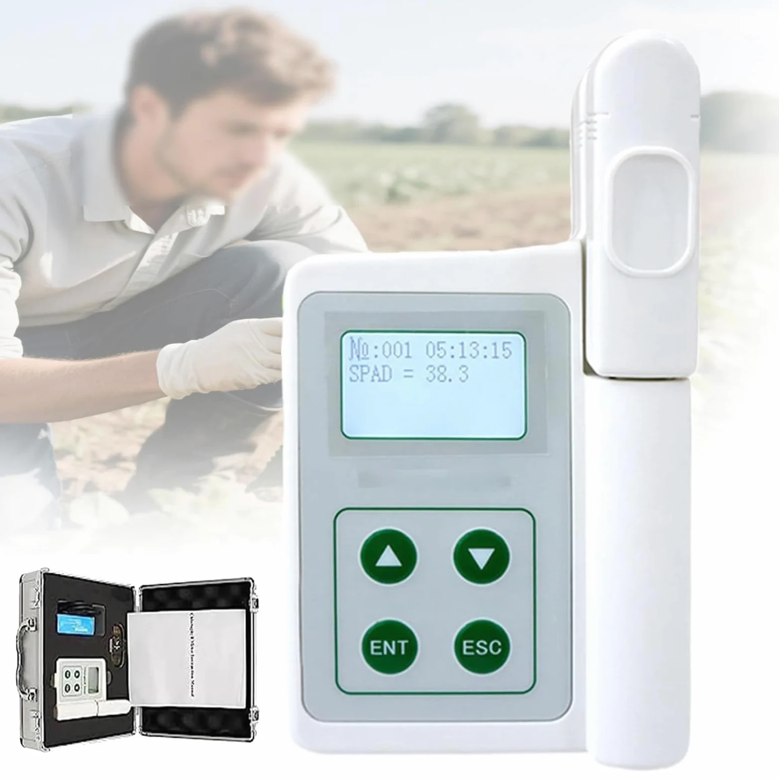 Analyseur de chlorophylle pour Le Test des nutriments des Plantes, thermomètre foliaire, humidimètre foliaire 0,0-99,9 SPAD, Compact et Portable B
