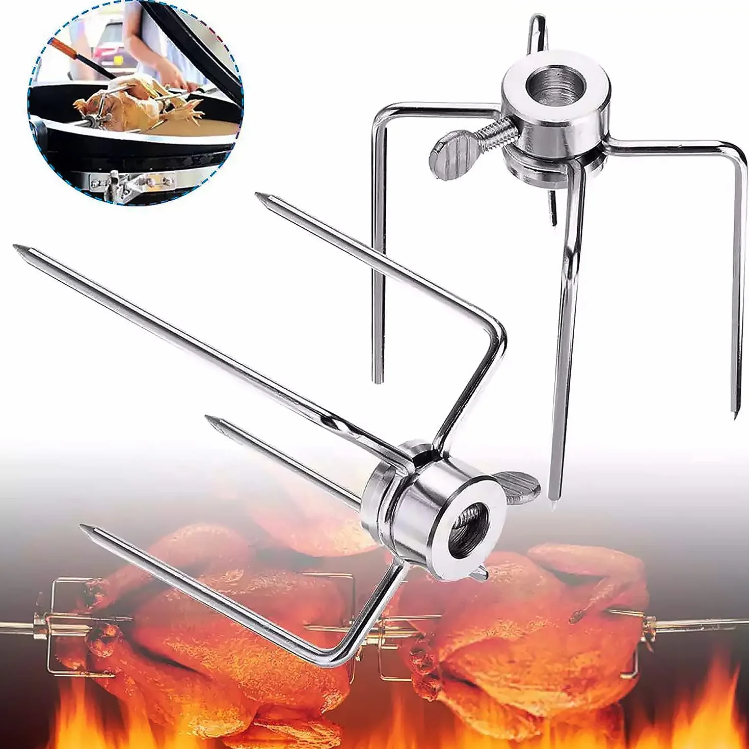 Fourche pour Broche de Four Diamètre 10mm avec Vis de Blocage et Couvercle de Protection Rouge