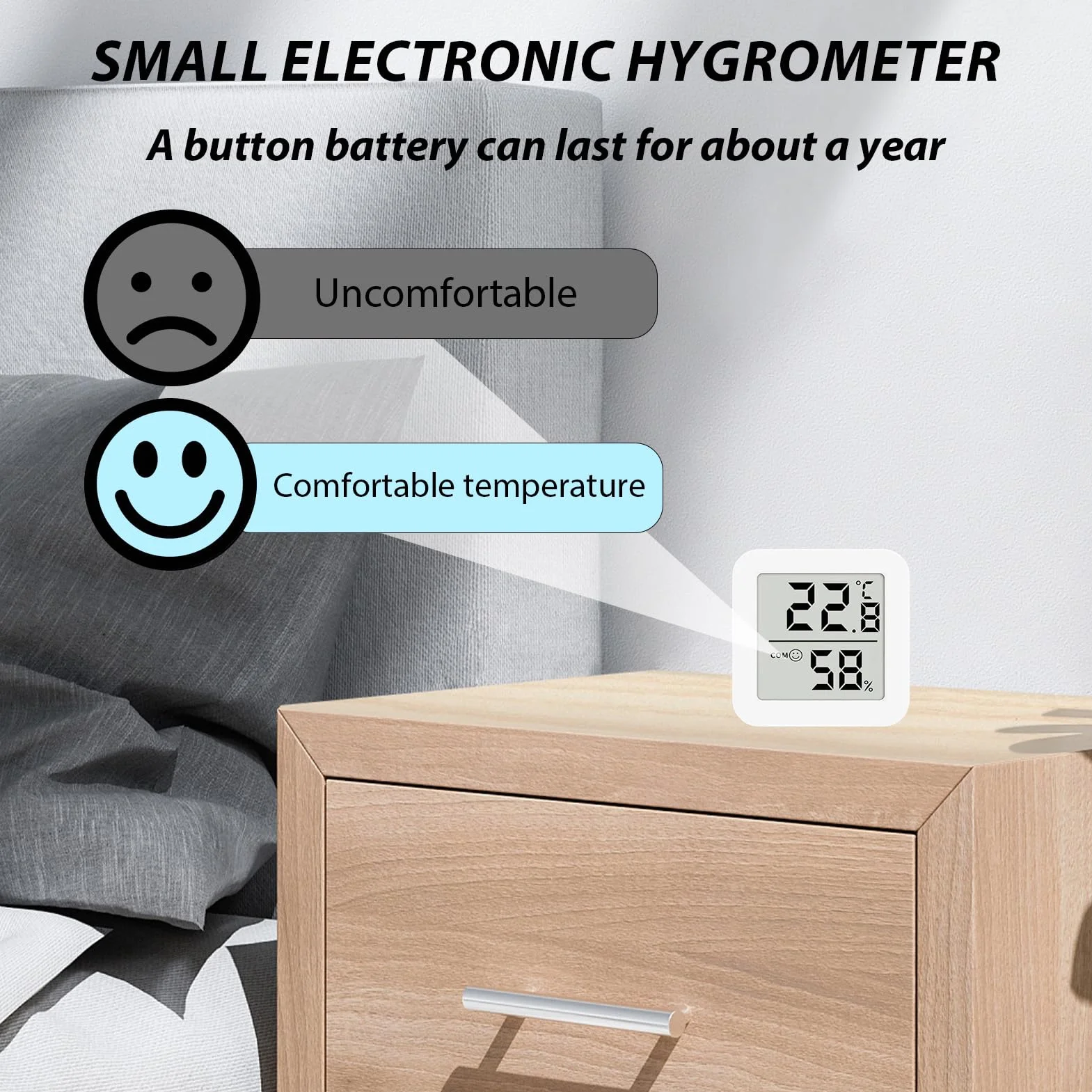 Thermomètre Hygromètre Intérieur Digital -10°C à 70°C Haute Précision 6 Pièces