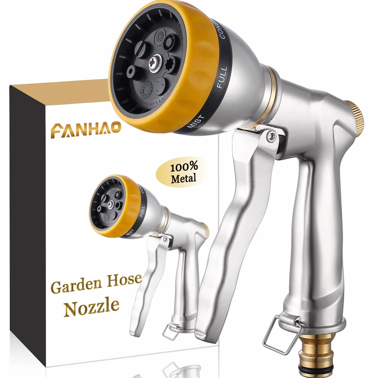 FANHAO Pistolet d'arrosage Métal 7 Modèles Débit Réglable Lavage Voiture Cour Arroser Plantes Pelouse