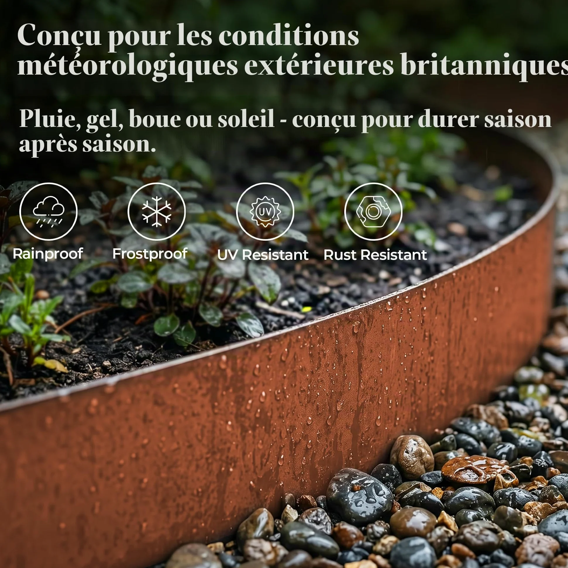 Corten Lot de 6 Bordures de pelouse en Acier résistant aux intempéries 1 m L x 15 cm H/Rouille Borderline Bordure de Jardin en Acier Bordure décorative (6-Pack (Hauteur:15cm))