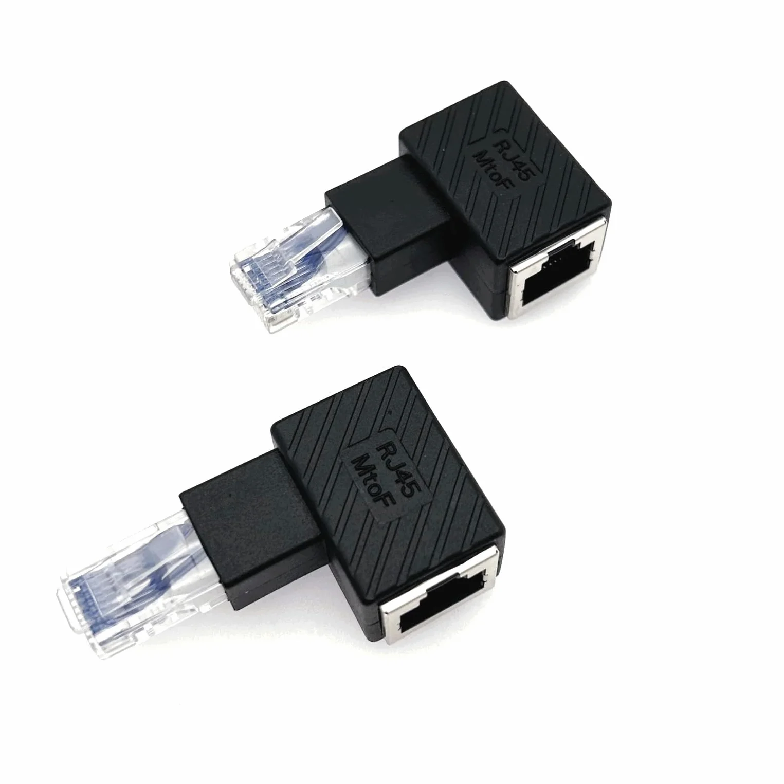 Lot de 2 adaptateurs Ethernet RJ45 mâle vers femelle à angle droit Cat6/Cat5e