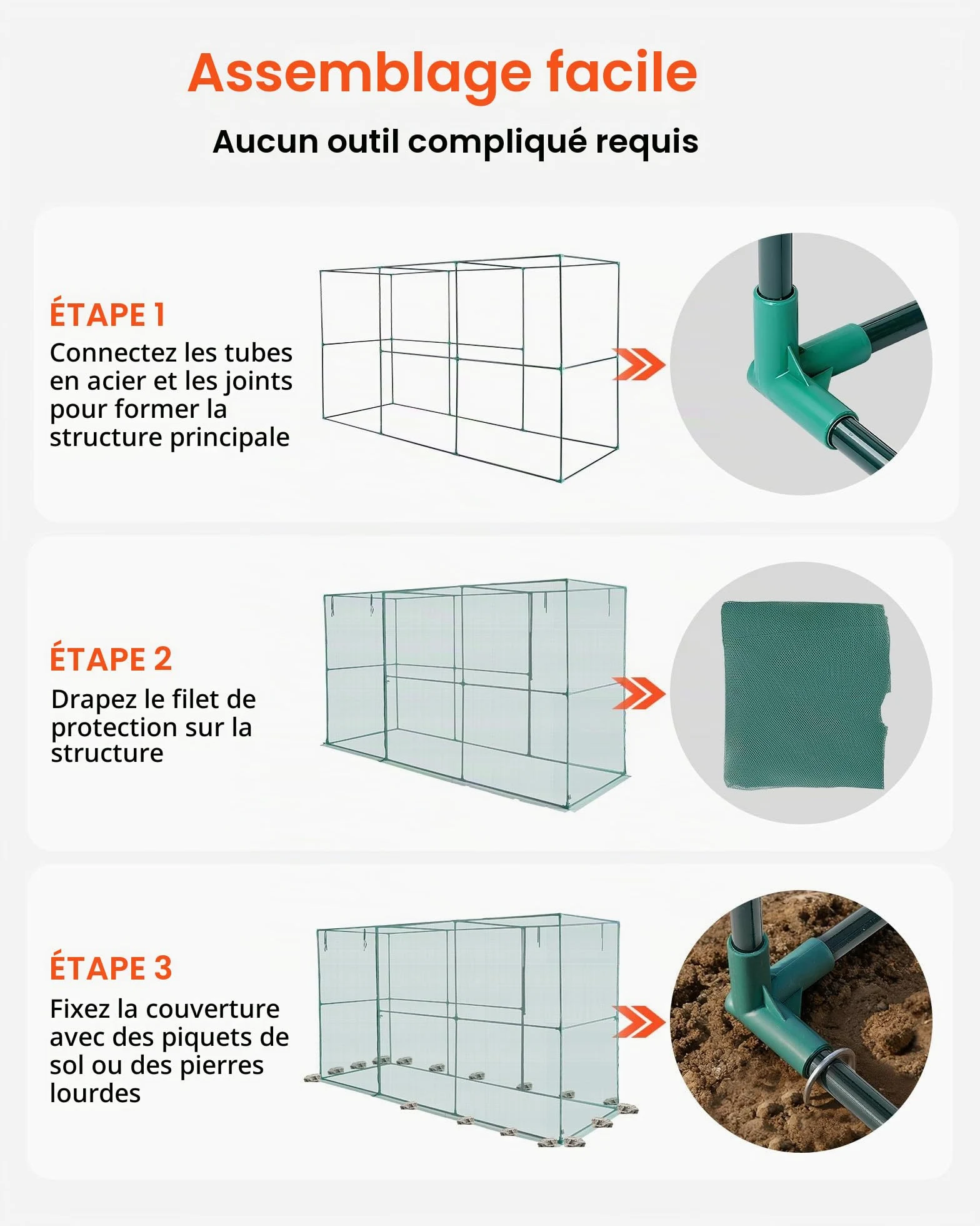 VEVOR Cage à Culture Jardin 3,56x1,2x1,94 m Cage à Plantes avec Porte Zippée pour Tomates, Filet Anti Oiseaux Résistante au Vent Filet de Protection de Plantes Couverture de Potager Surélevé Extérieur