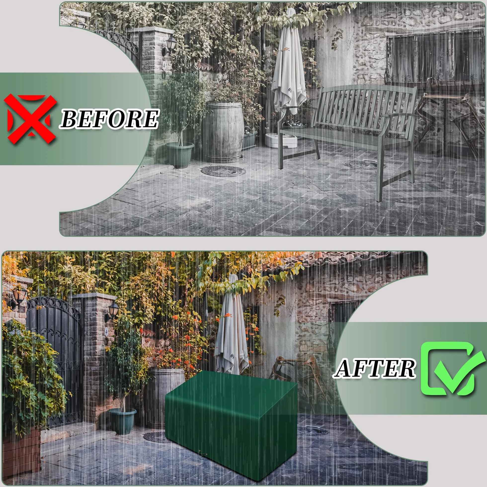 Housse de protection imperméable pour banc de jardin 3 places 163 x 66 x 63/89 cm anti-UV coupe-vent