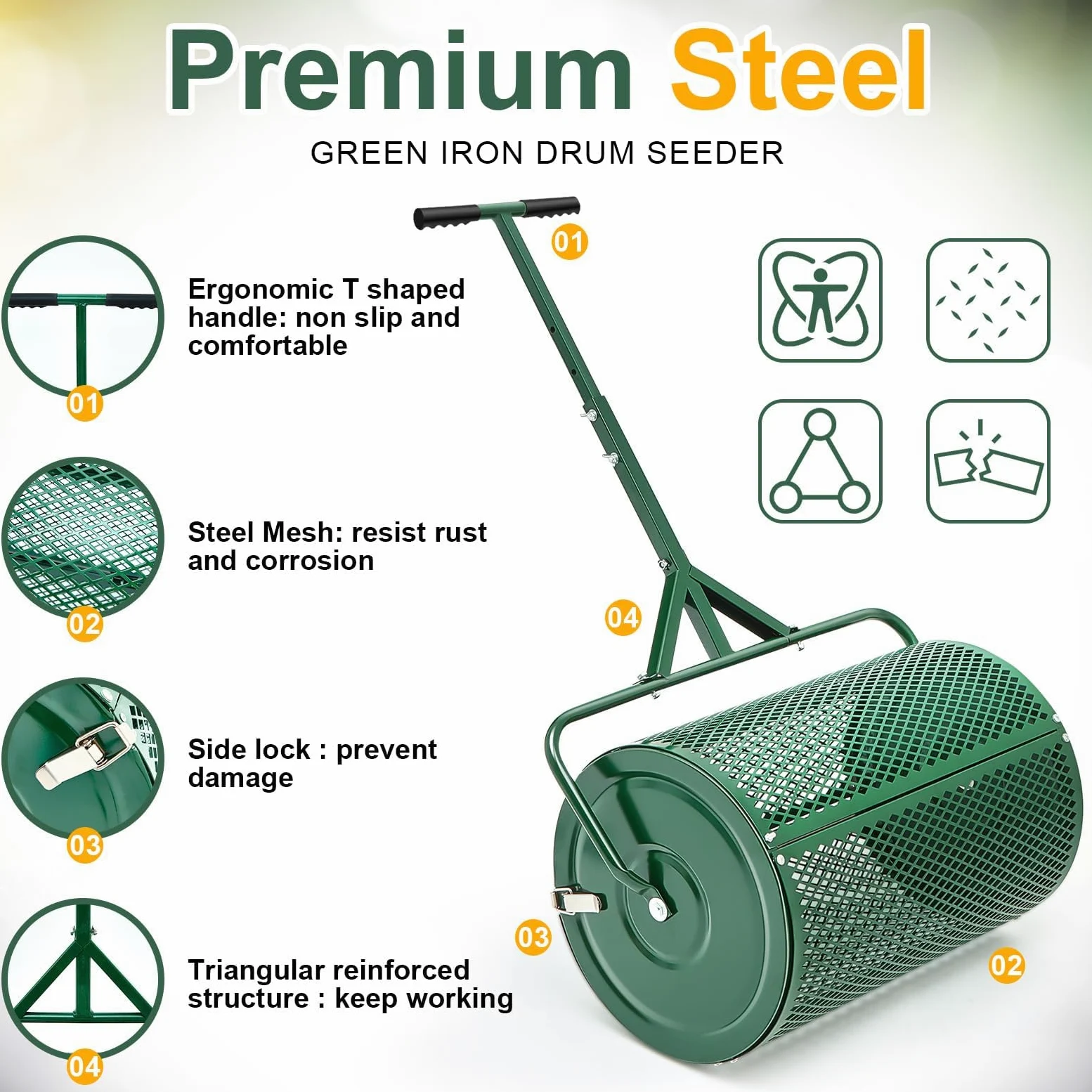 Outils de Jardin 4 pièces épandeur de Compost et de Mousse de Tourbe Ensemble d'entretien de la pelouse, épandeur de Compost 15,7 x 24, pour l'entretien de la pelouse et du Jardin