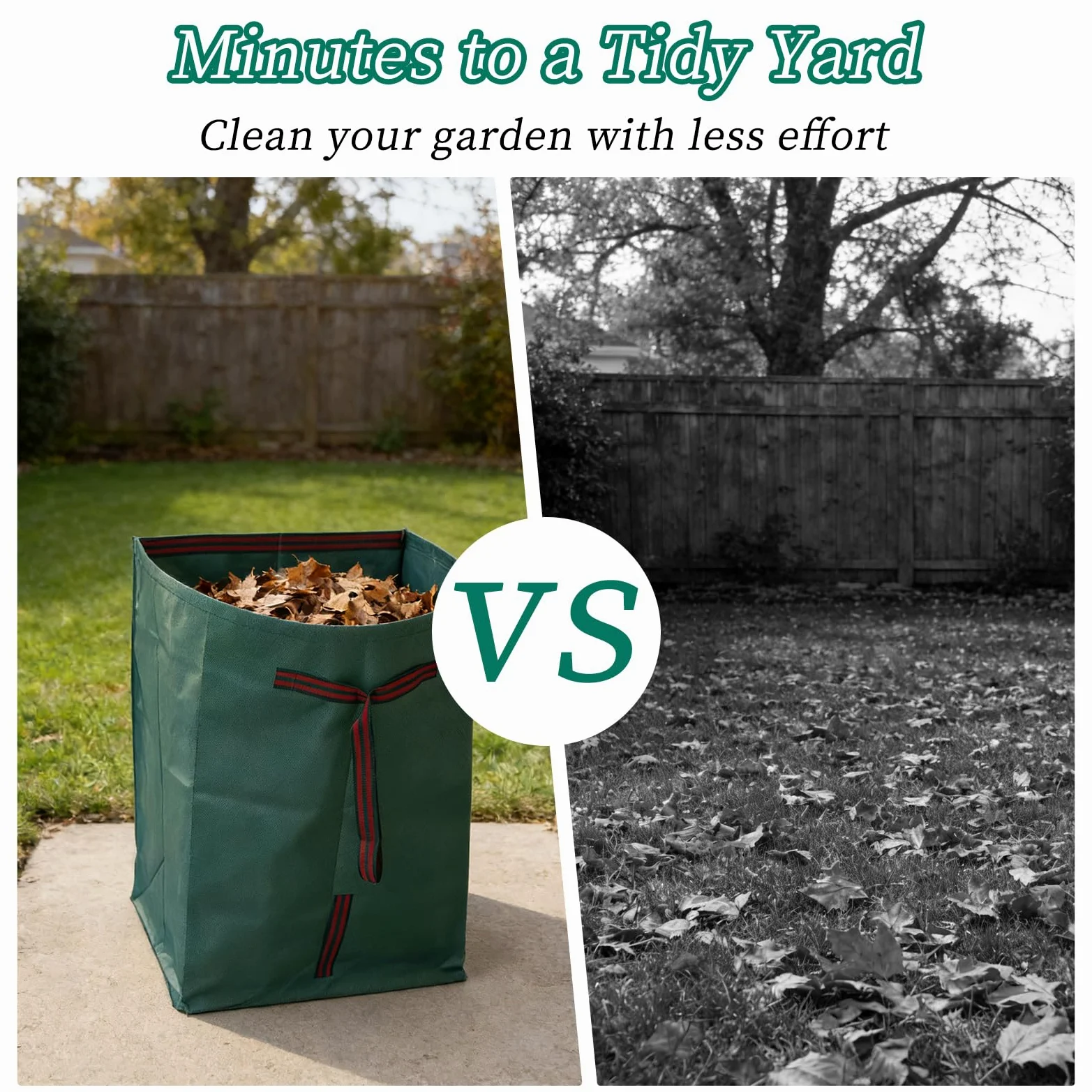 NICENEEDED Lot de 2 sac Réutilisable pour Déchets Verts de 53 litres Sacs de Jardin avec Poignées Renforcées Sacs à Feuilles de Jardin en Polypropylène Résistant Pliables pour la Collecte des Feuilles