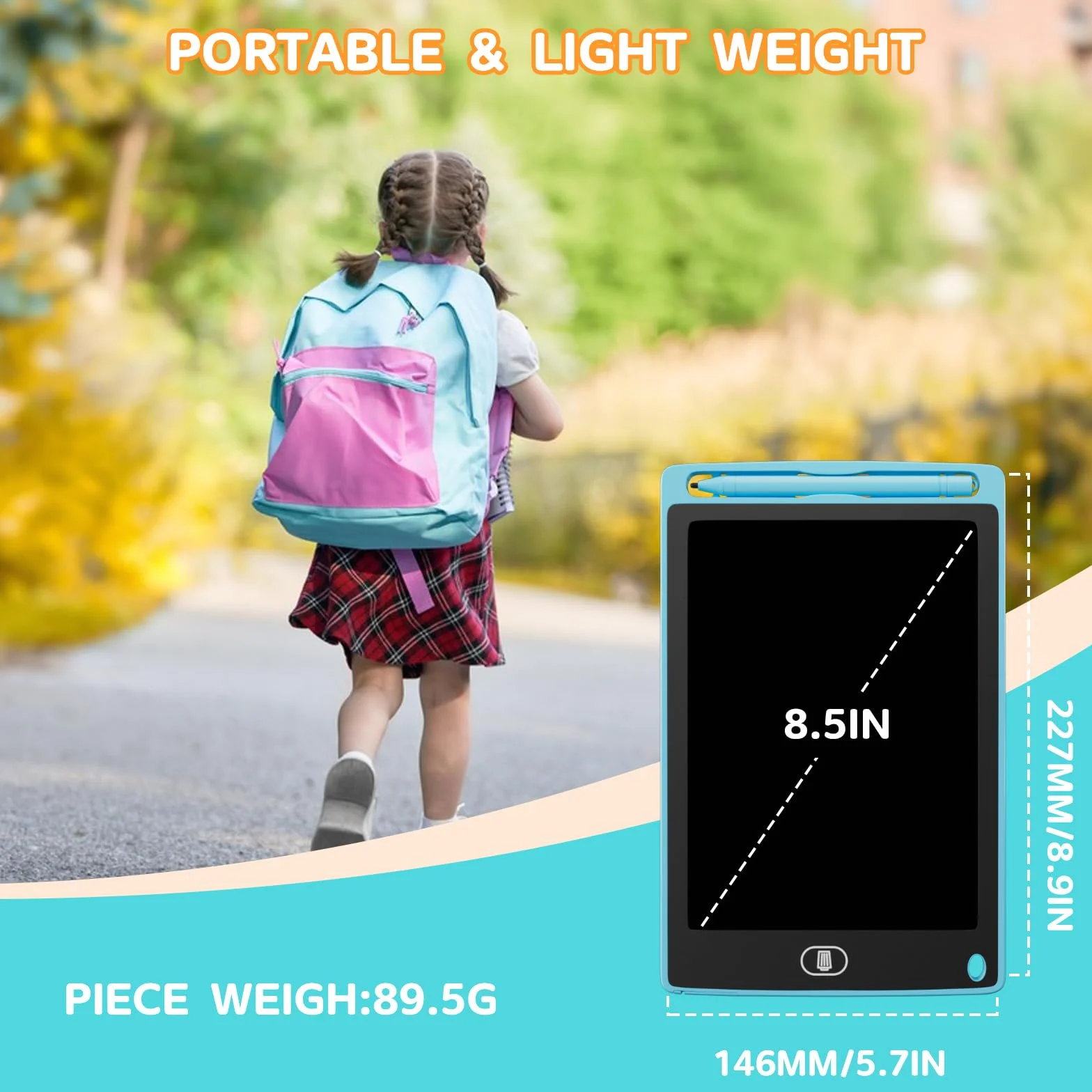 Electight 8.5 Pouces Tablette d'Écriture LCD Colorée avec Verrouillage & Effacement, Jouet Éducatif Enfants, Bleu+Rose+Violet