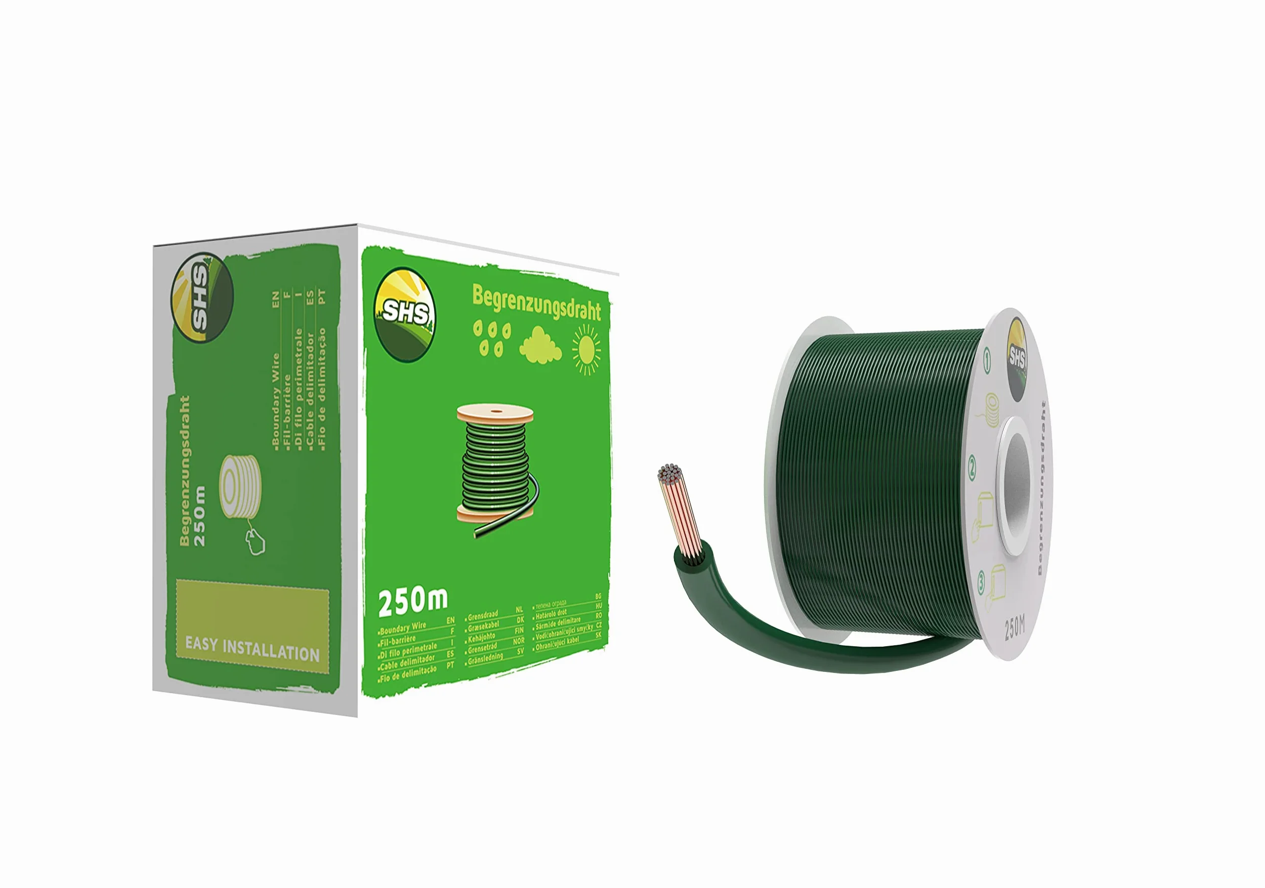 Câble de délimitation, de 250 m, pour Tondeuse, Robots à Gazon, kit d'accessoires pour câble de Recherche, Compatible avec Gardena, Bosch, Husqvarna, Worx, Honda, ROBOMOW, iMow, diamètre : 2,7 mm