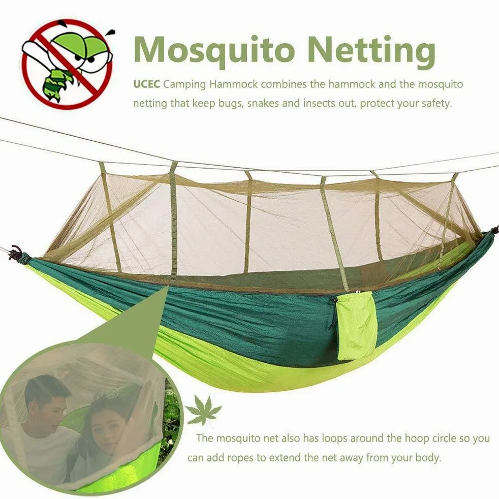 Hamac de camping, tente anti-moustiques, matériau en nylon 210T, hamac d'extérieur portable pour deux, grande taille, léger, installation facile pour la randonnée et les voyages