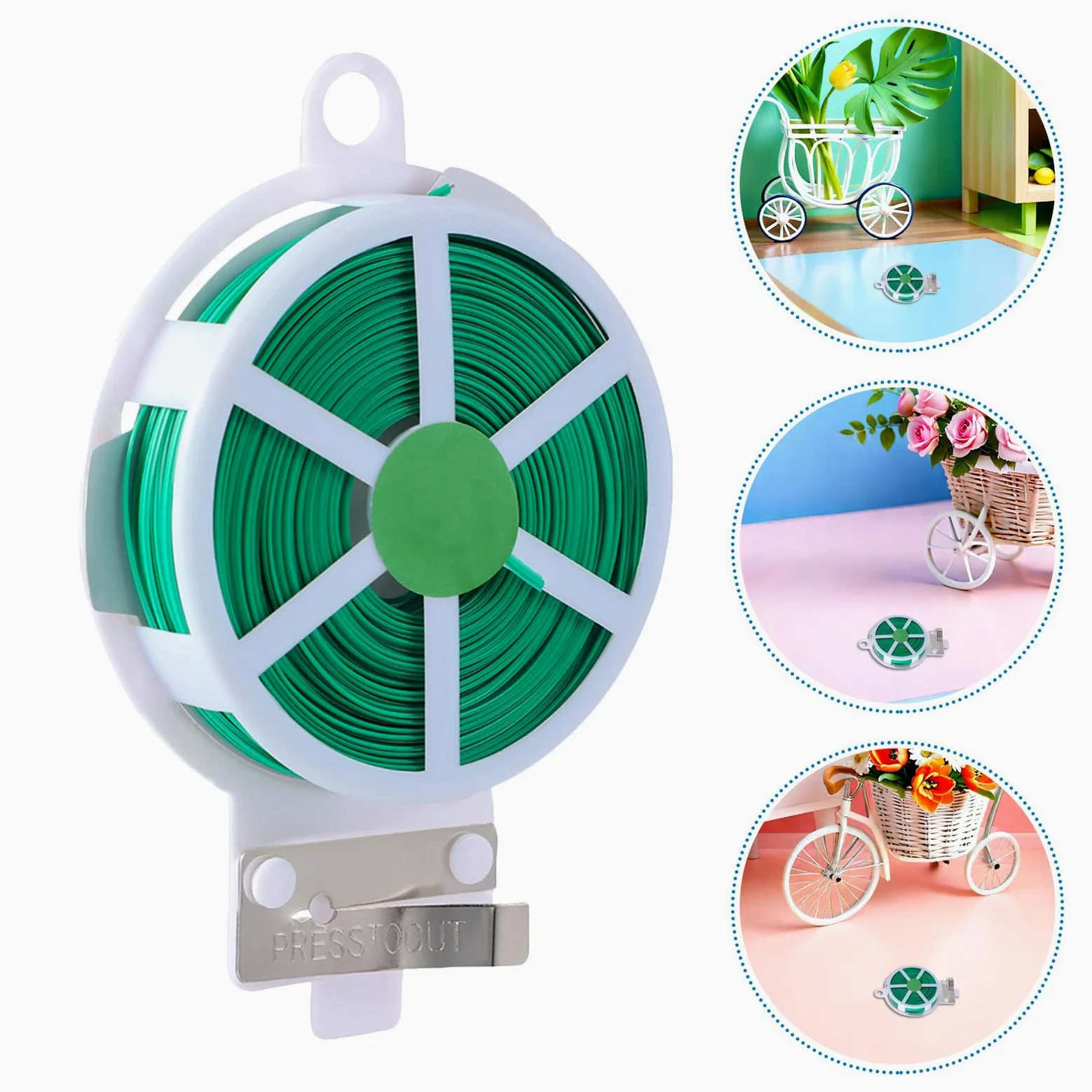 Lot de 12 Attaches Torsadées Vertes pour Plantes de Jardin Fil de Fer Plastifié 50M Coupe-Fil Corde Flexible pour Tuteurage de Plantes Grimpantes Jardinage Extérieur et