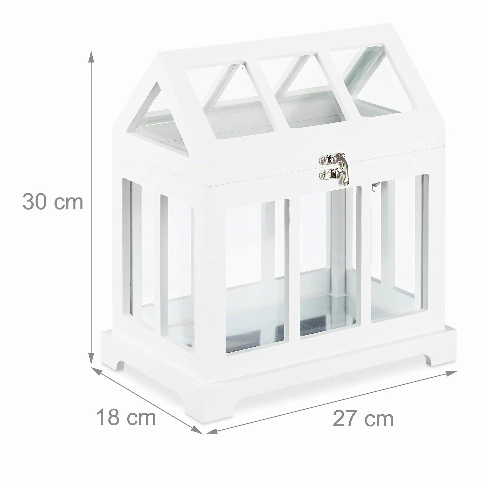 Relaxdays Mini Serre intérieur, Lot de 2, pour Le Rebord de fenêtre, en Verre et MDF, Herbes, Fleurs, 2 Tailles, Blanc