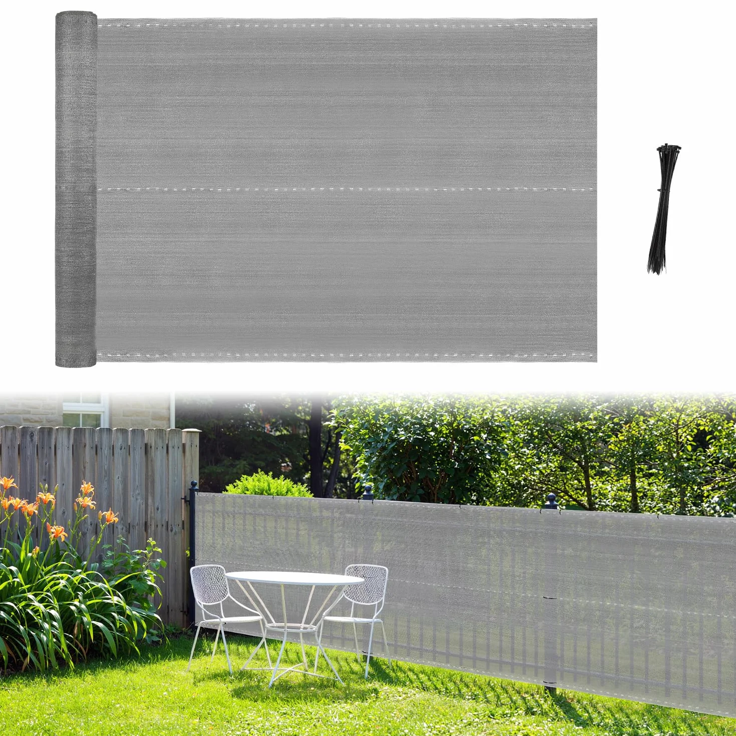 Brise-Vue polyéthylène 150 g/m², Protection Vent Poussière Soleil, Anthracite 1,8 x 10 m