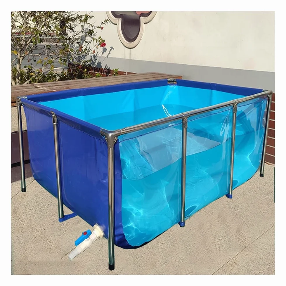 Bâche flexible en PVC pour bassin à poissons – Toile extérieure/intérieure avec bordure en acier et panneau de visualisation T pour carpes koï et vie aquatique améliore l'esthétique du jardin