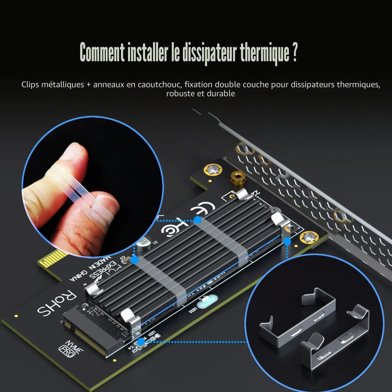 GLOTRENDS PA09-HS Adaptateur M.2 NVMe vers PCIe 4.0 X4 avec dissipateur Thermique pour SSD 2280/2260/2242/2230