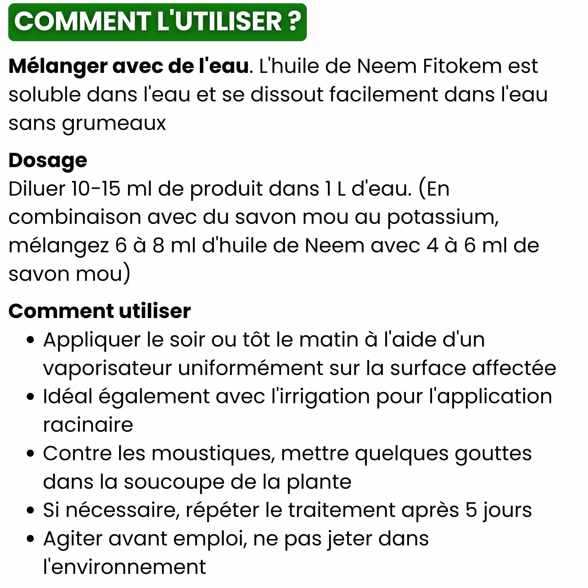 Huile de Neem Bio 1L Traitement Cochenilles Anti Pucerons Plantes Exterieur 100% Naturel Non Toxique