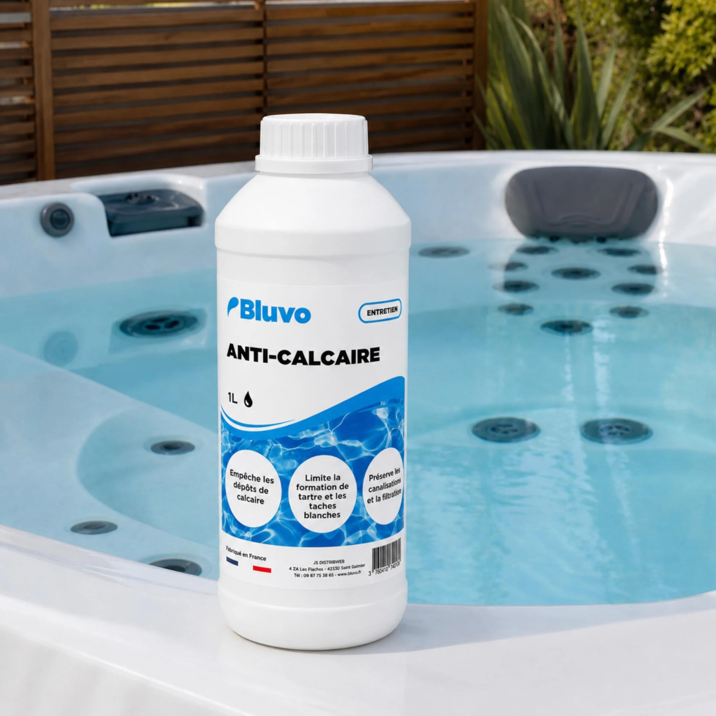 Bluvo Anti Calcaire Piscine et Spa – Traitement Préventif 1L Fabriqué en France
