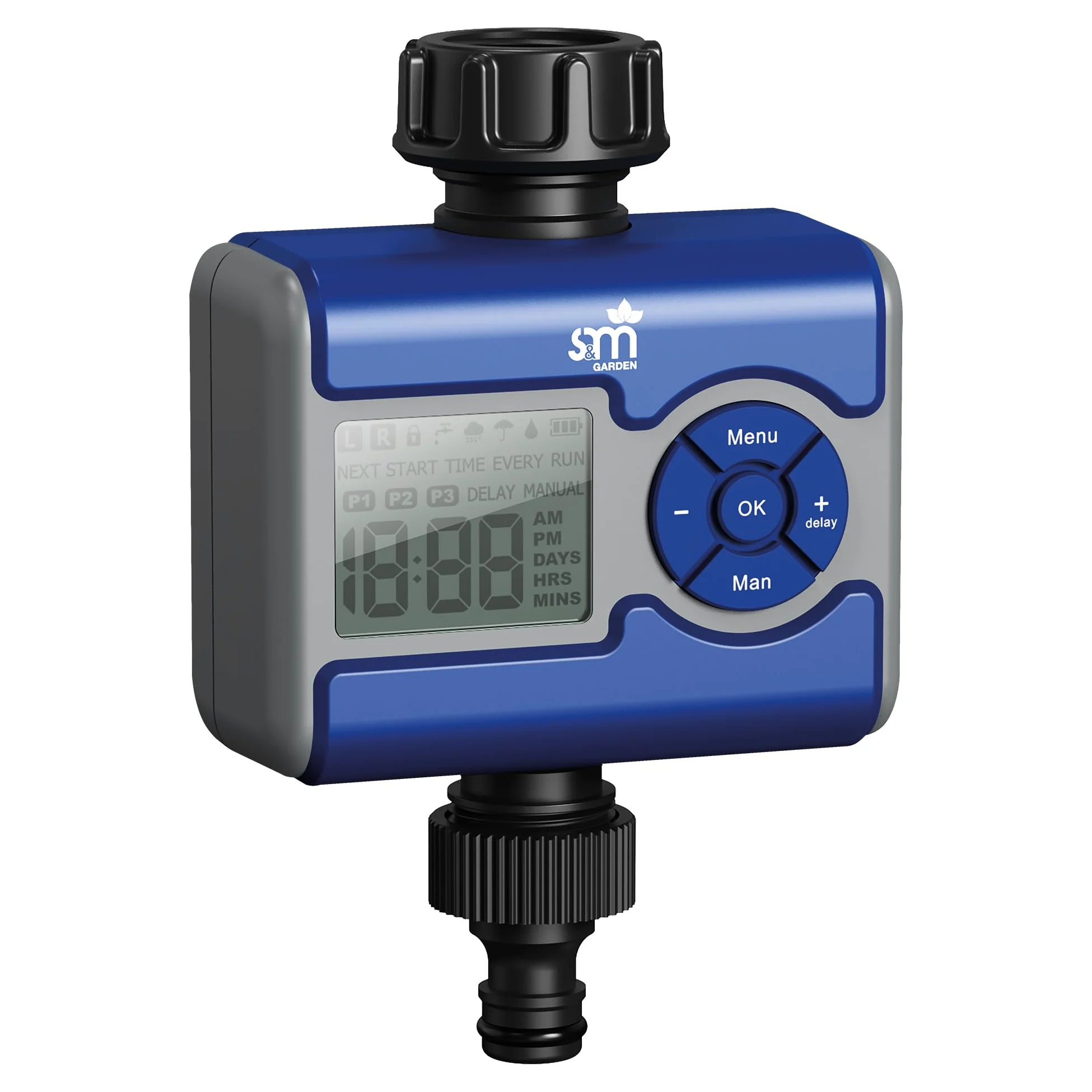 S&M Robinet Programmateur Digital hembra-Macho 3/4, Azul-Gris