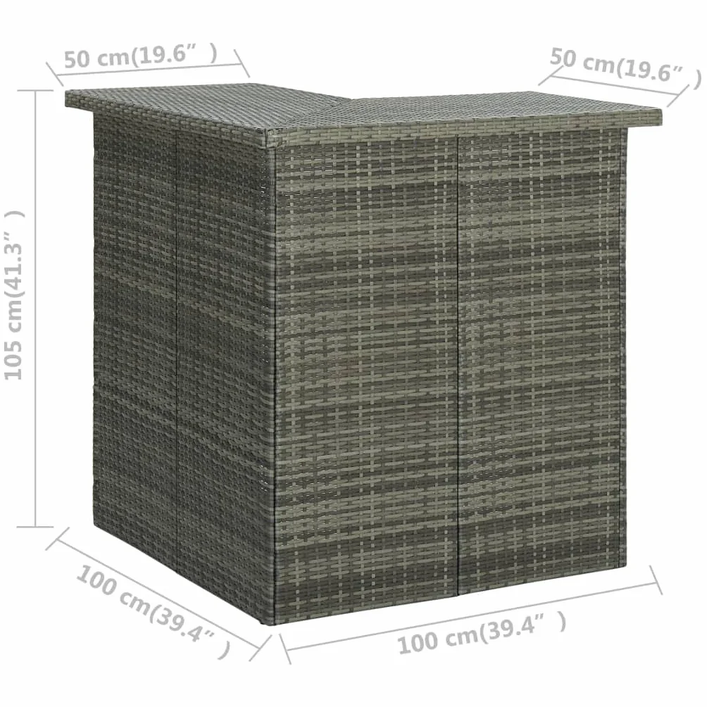 vidaXL Meuble de Bar de Jardin 8 pcs avec Coussins Salon de Jardin Table et Tabourets Résine Tressée Gris