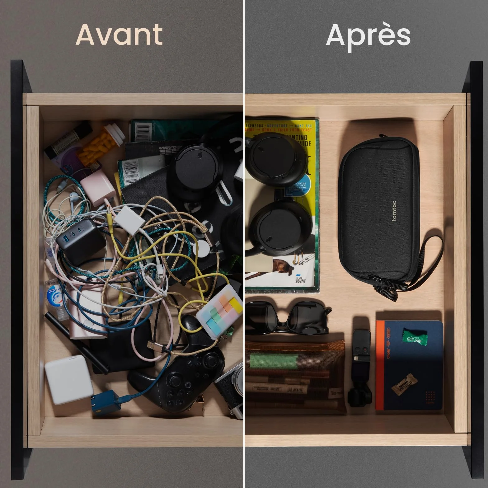 Tomtoc Sac de Rangement Câble, Organisateur de Câbles Portable Tech Pouch pour Accessoires Techniques et Voyage