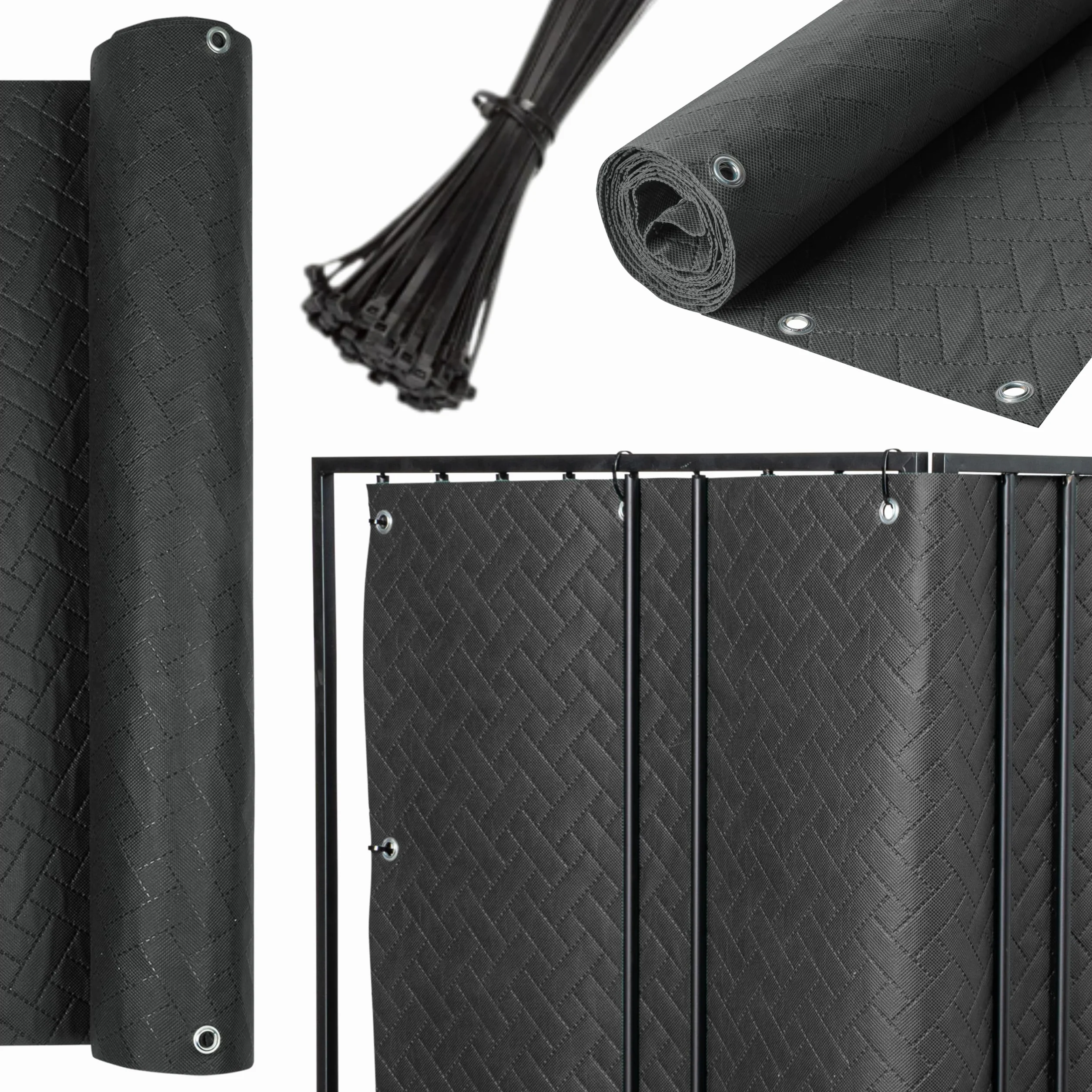 COVER IT Brise-Vue pour Balcon Premium 240 g/m² 50 x 700 cm Écran de confidentialité Tissage gaufré Graphite