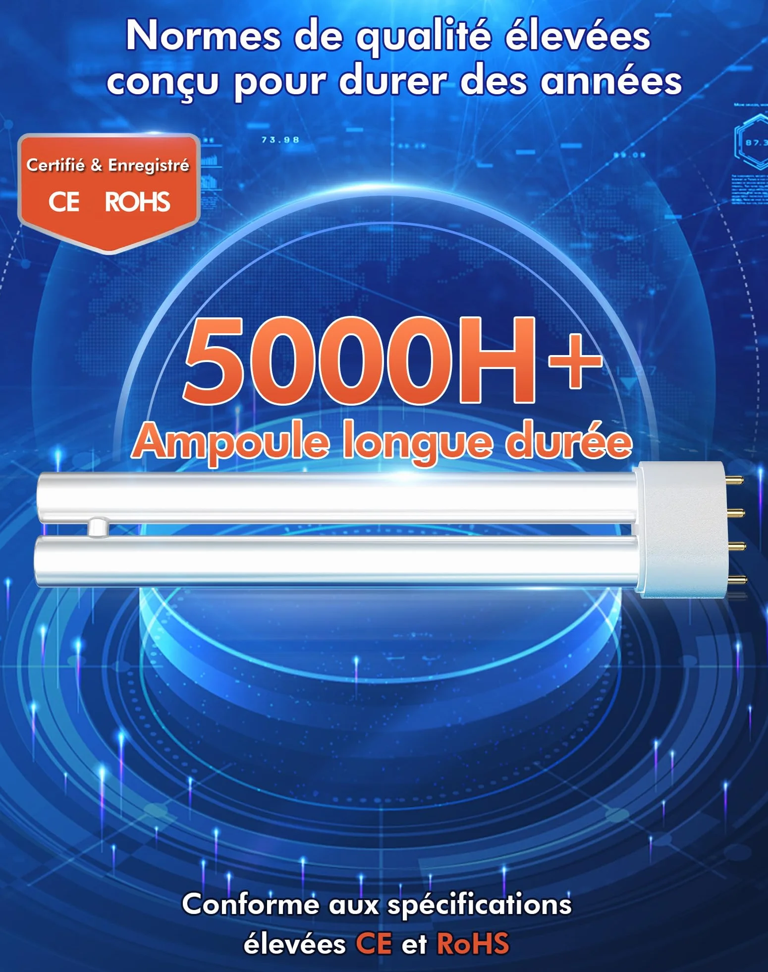 Lampe Anti Moustique 4000V Tue Mouche Électrique 20W UV IPX4 Étanche Piège à Insectes Extérieur Intérieur