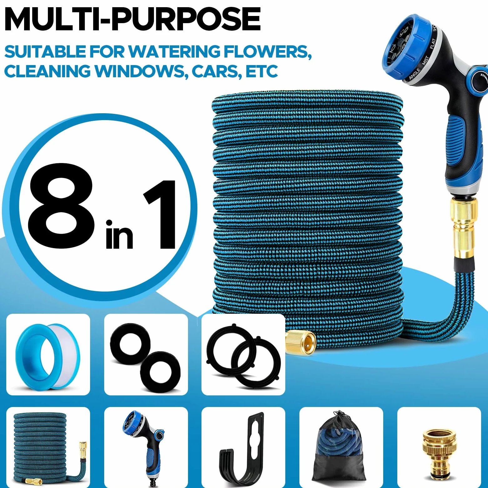 Tuyau Arrosage Extensible 30m,10 Modes,Tuyaux D'arrosage Flexible 98FT | 10 Modes d'arrosage pour Irrigation pour Jardin, Arrosage, Nettoyage avec Sac de Rangement, Laver la Voiture, Baigner Animal