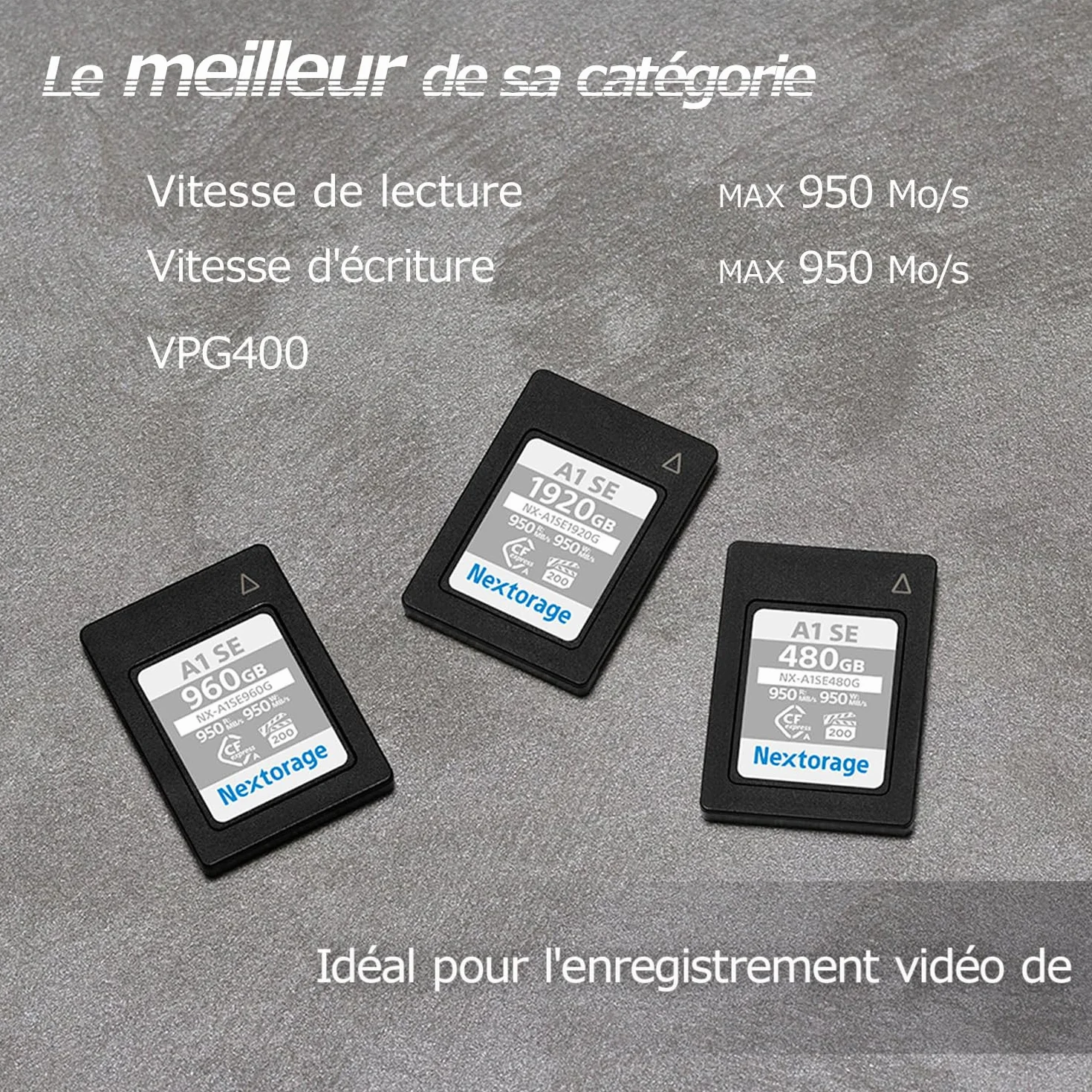 Nextorage CFexpress Type A 480Go Carte mémoire VPG200 Japonaise pour Sony Fujifilm A1SE