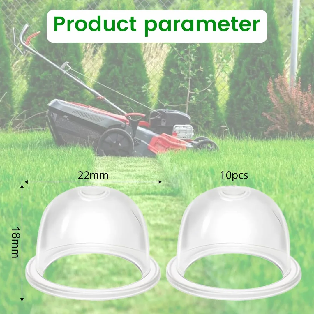 JEYORZY Poire D'Amorçage 10 Pièces Pompe à Carburateur 22mm Tasse d'Huile Bulle Transparente pour Tondeuse à Gazon Coupe-haie