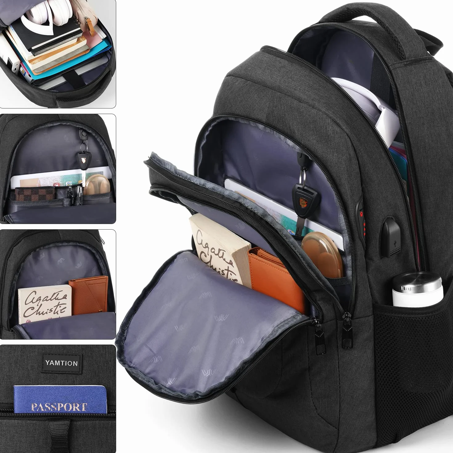 YAMTION Sac à Dos Scolaire Cartable Collège Lycée Université Homme Ado
