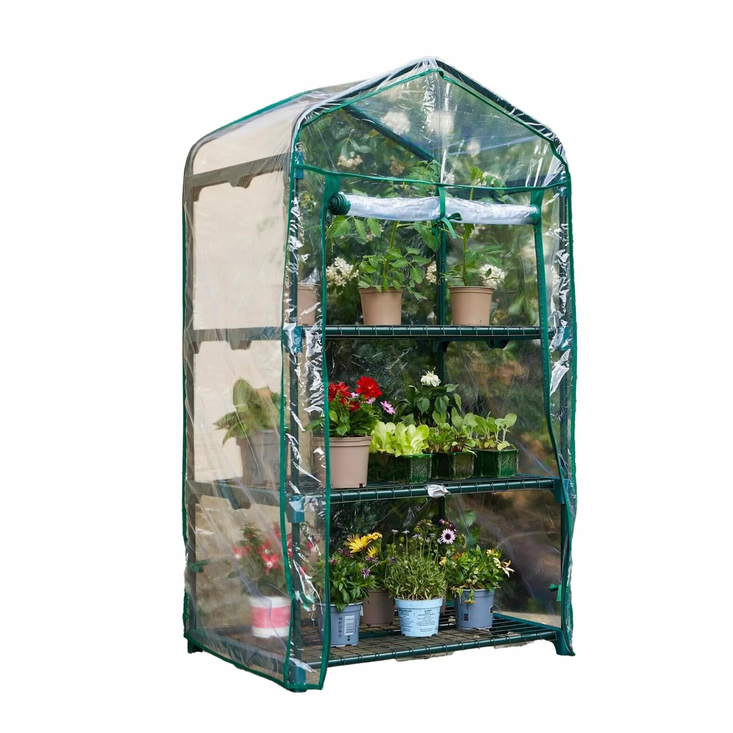 Avilia Serre Portable 3 étages avec Couvercle en PVC Amovible 70 x 47 x 126 cm – Idéal pour Jardin et Balcon : Mini Serre Verticale pour Plantes, Montage Facile, Protection optimale hivernale