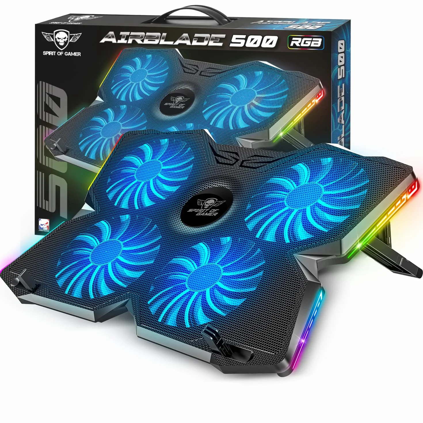 Refroidisseur PC Portable 10" à 17" 4 Ventilateurs Silencieux RGB Compatible PS5 PS4 Xbox