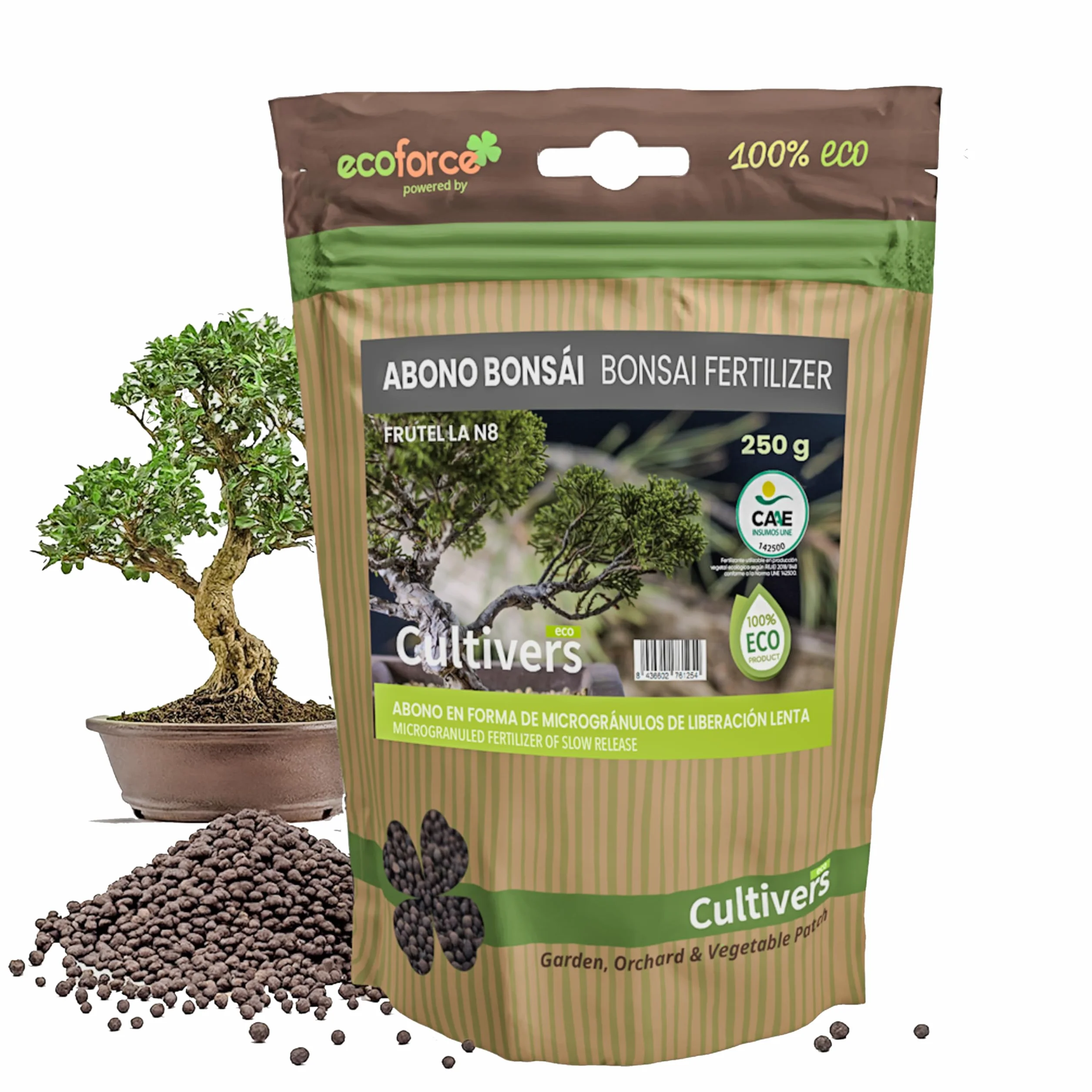 Engrais bonsaï écologique CULTIVERS 250 g fertilisant granulé NPK 8-1-5 74% matière organique