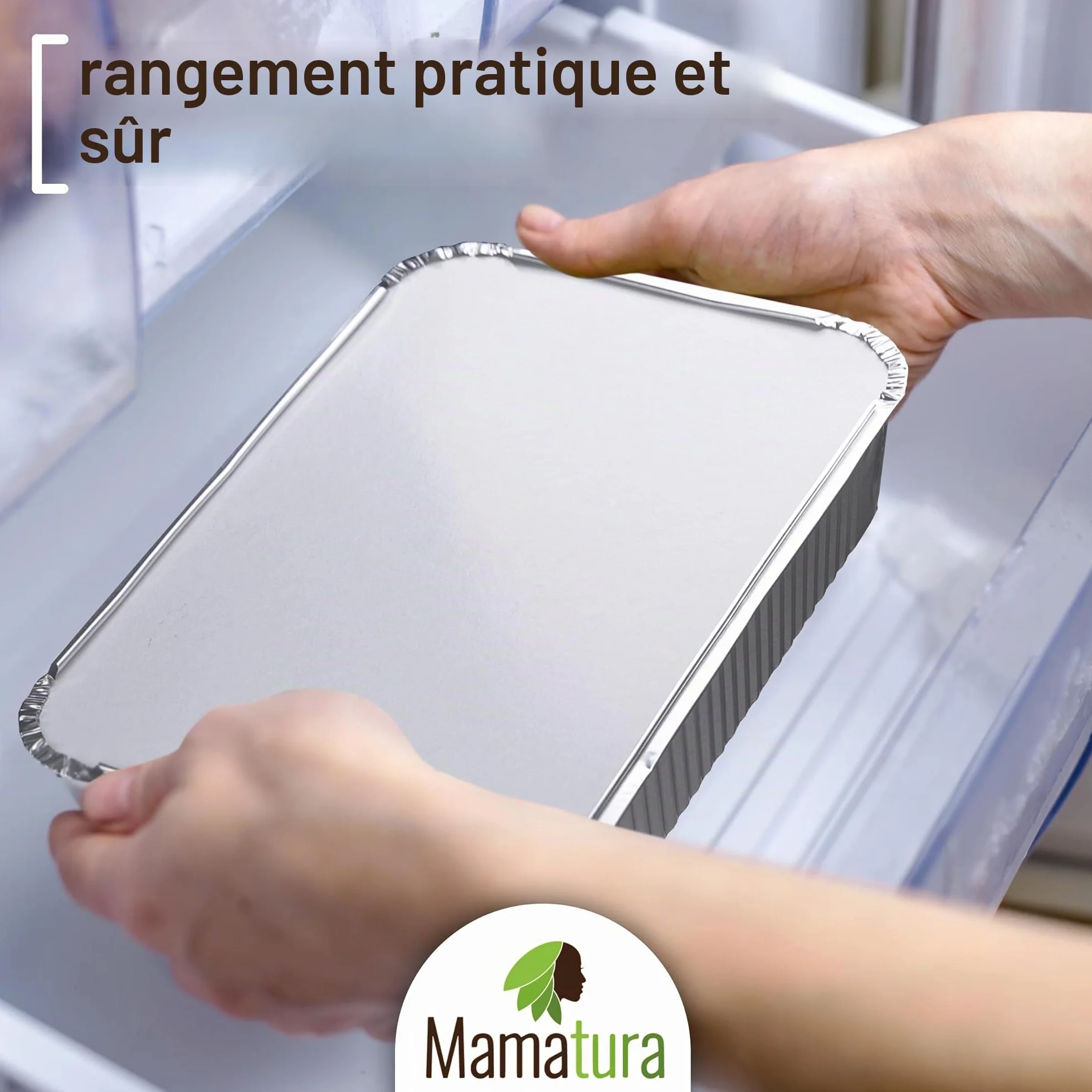 Mamatura Lot de 25 coupelles XL en aluminium avec couvercles 32 x 22 cm 2100 ml